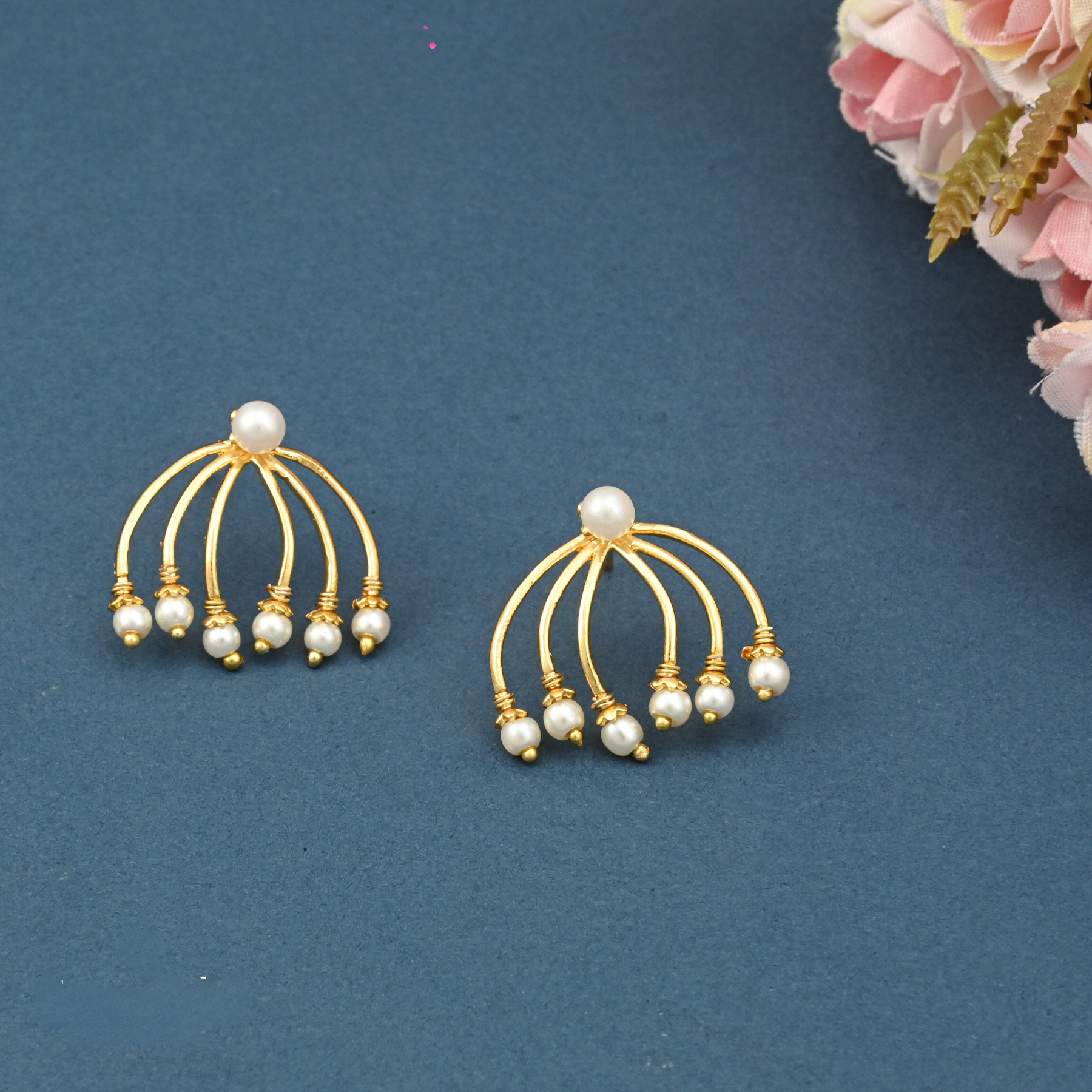 Lotus Pearl Stud Earrings