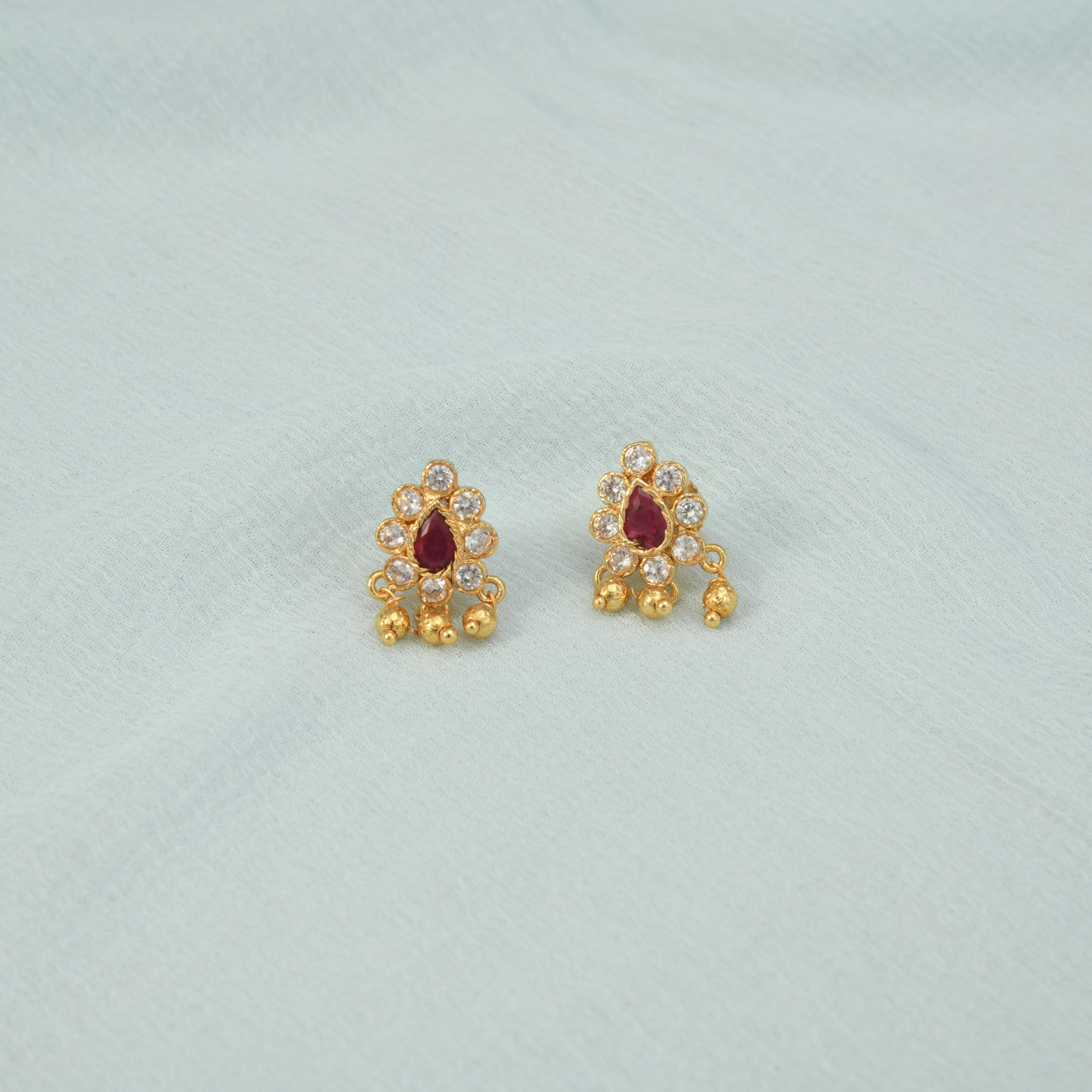 CZ Drop Stud Earrings
