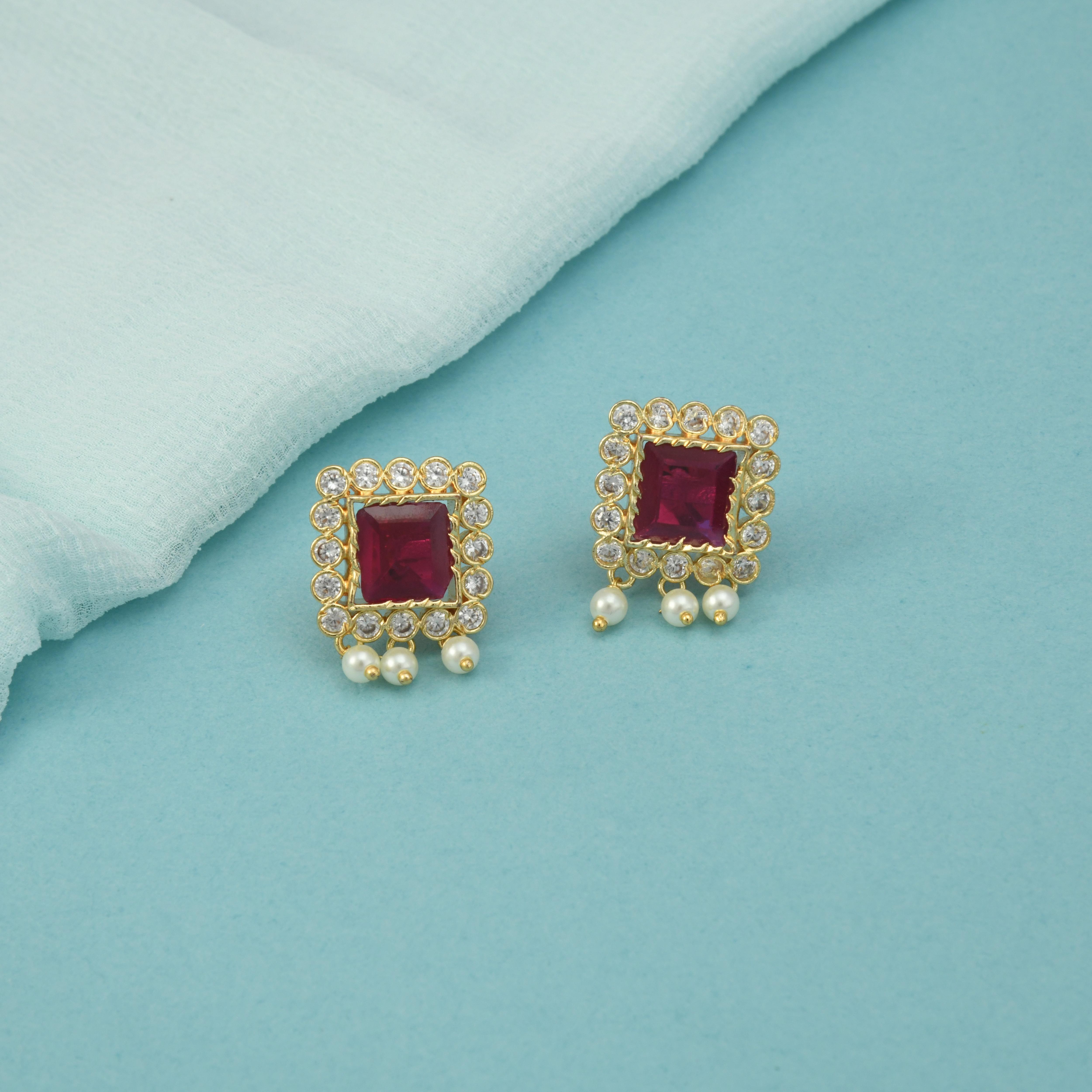 Square Shape Stud Earrings