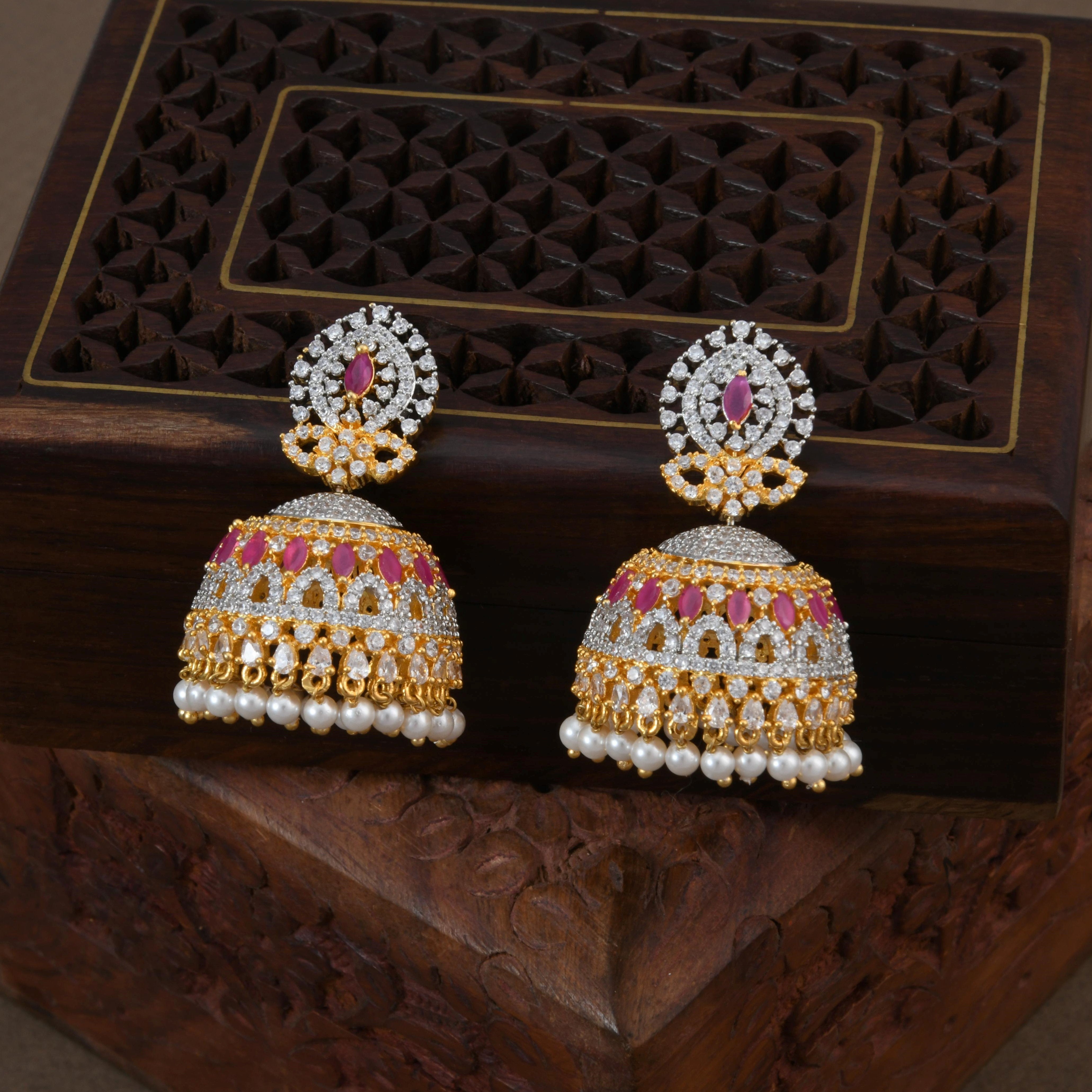 Ritzy CZ Jhumka Gold