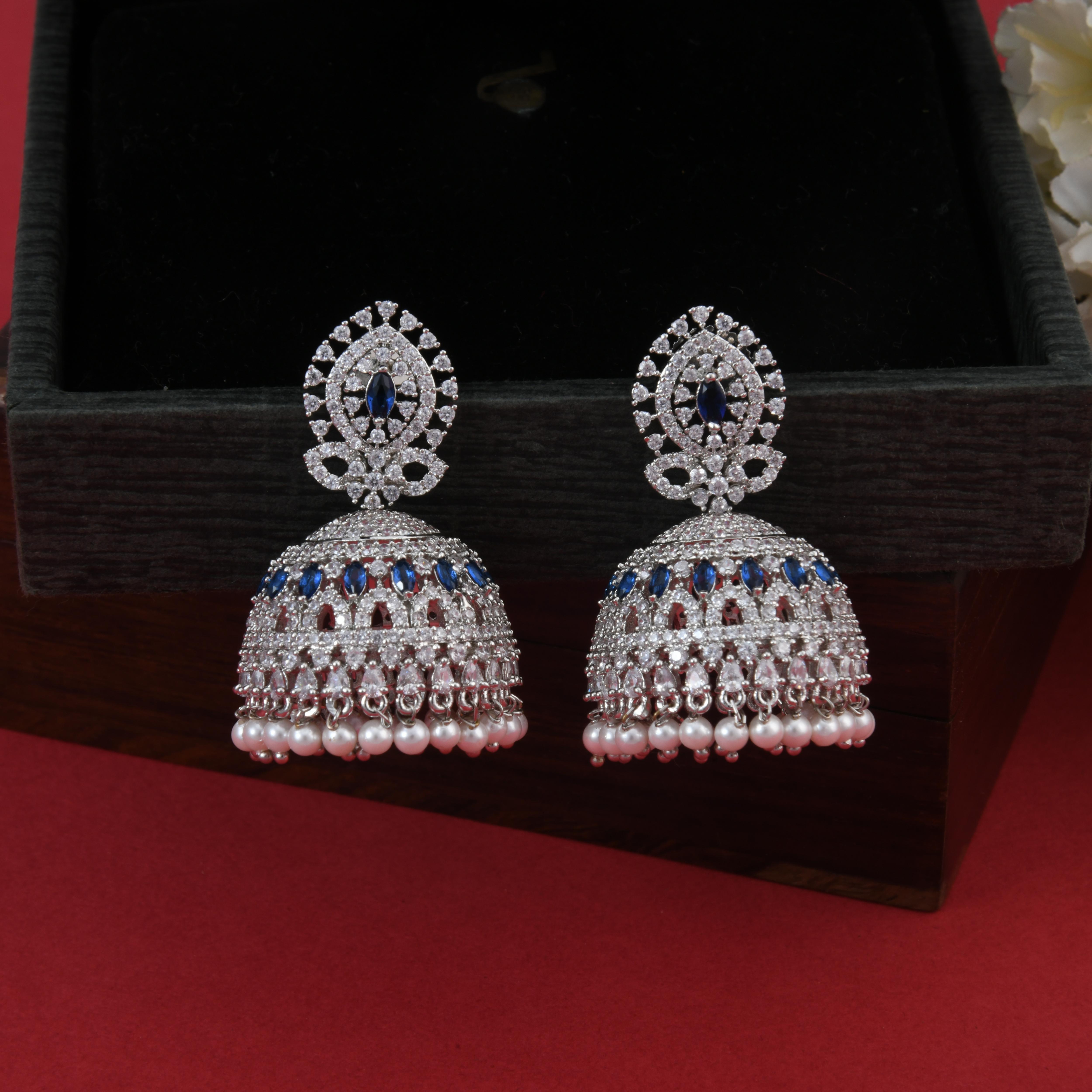 Ritzy CZ Jhumka Silver
