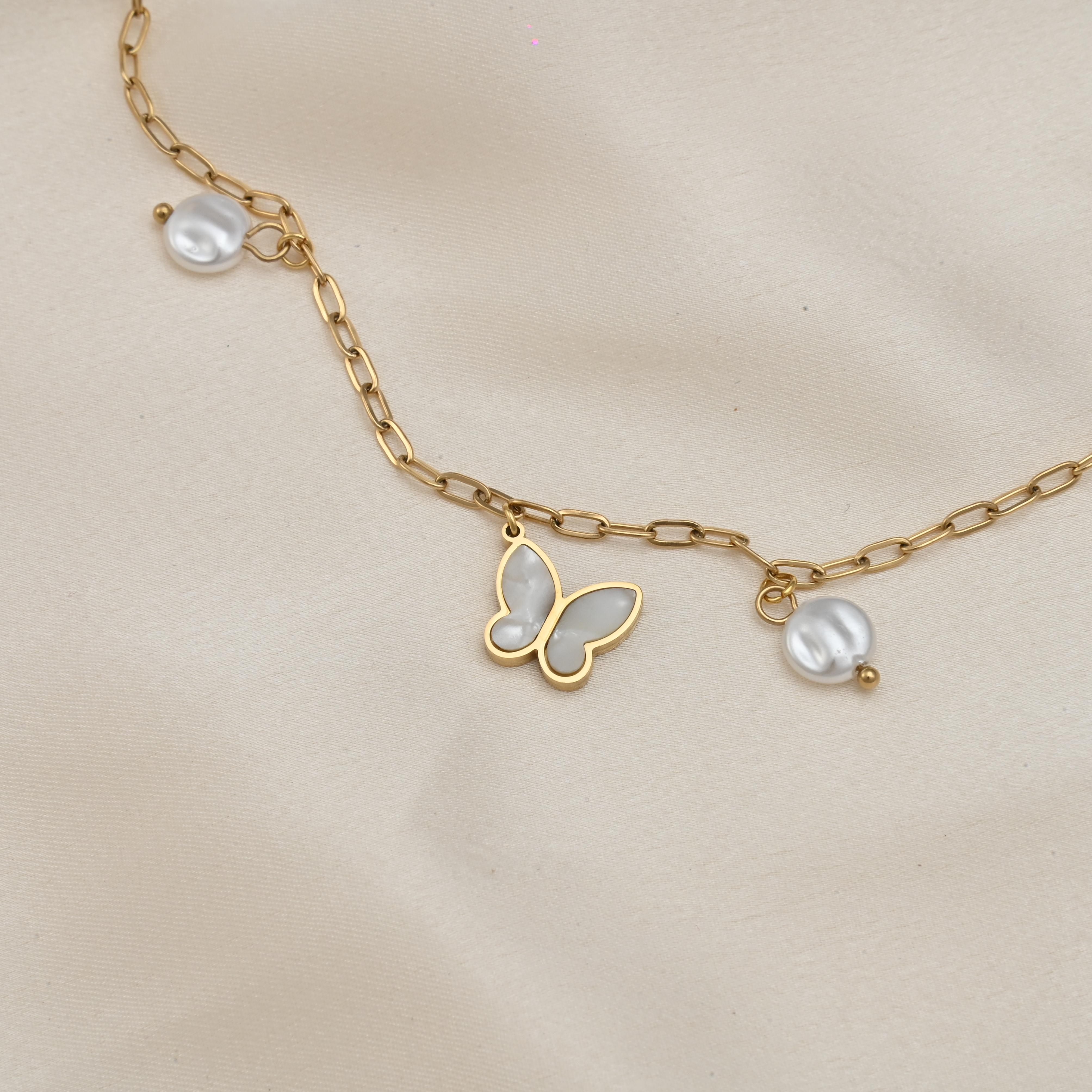 Mother Of Pearl Butterfly Necklace