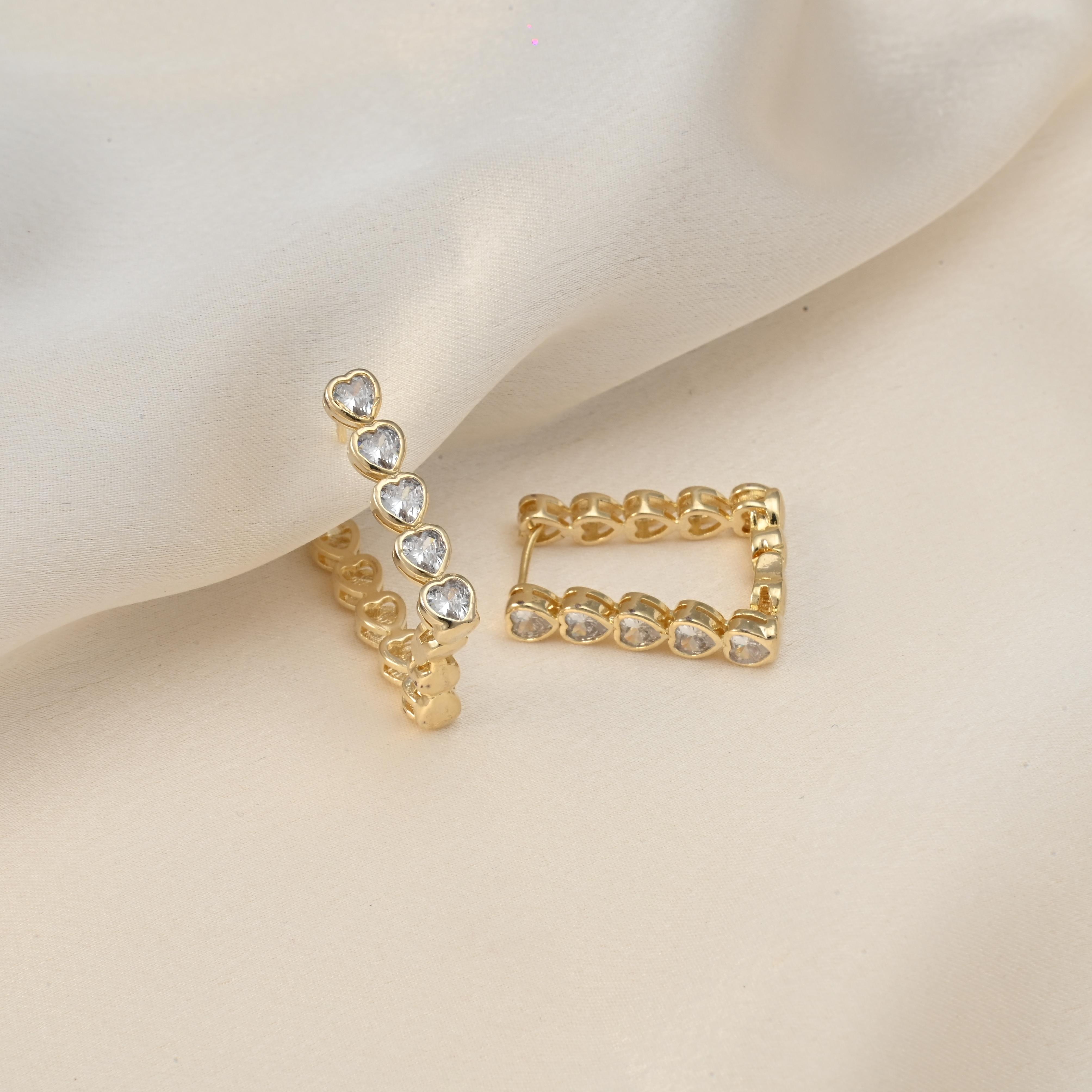 Heart Cubic Zirconia Hoop Earrings, Adrian
