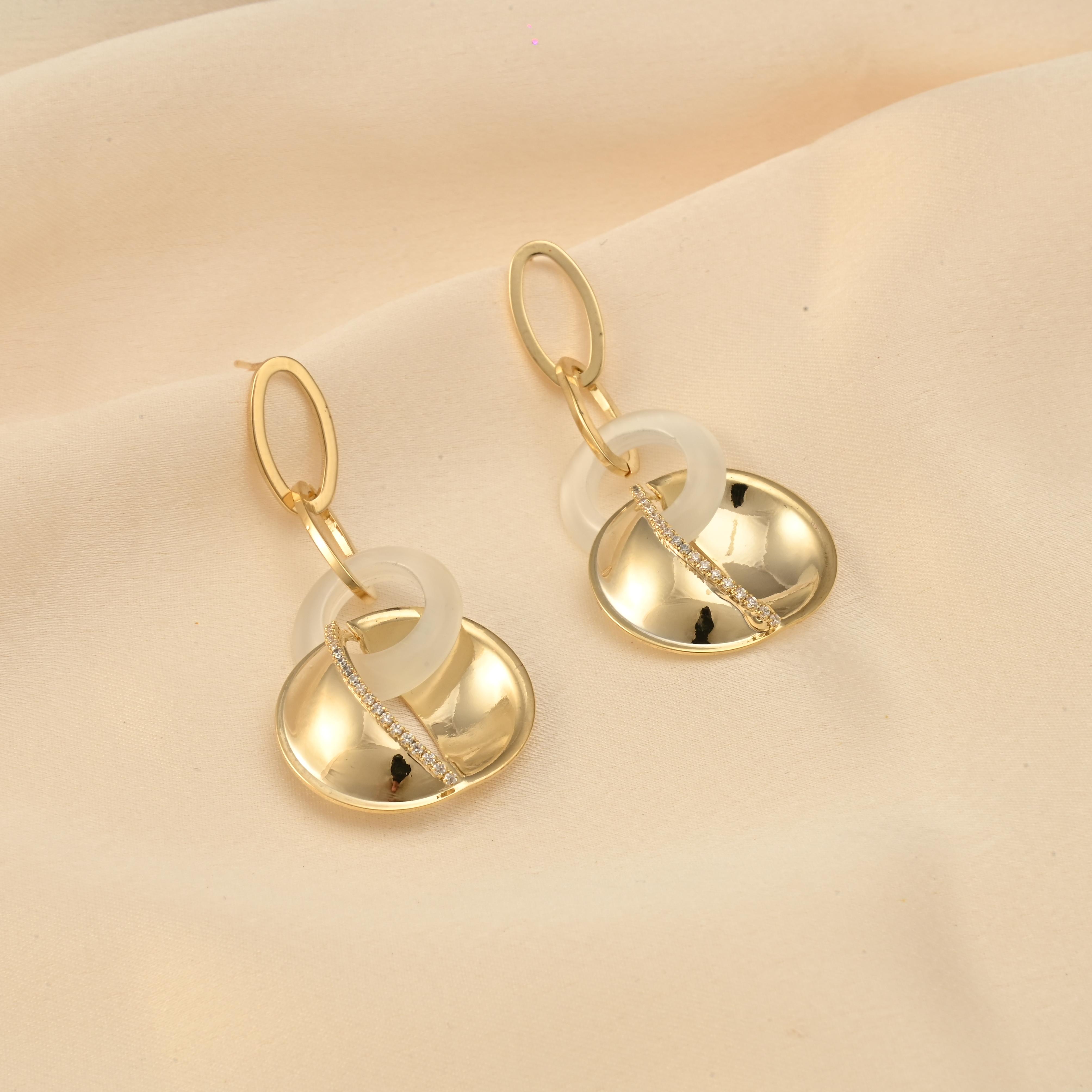Oval Gold Dangler Earrings