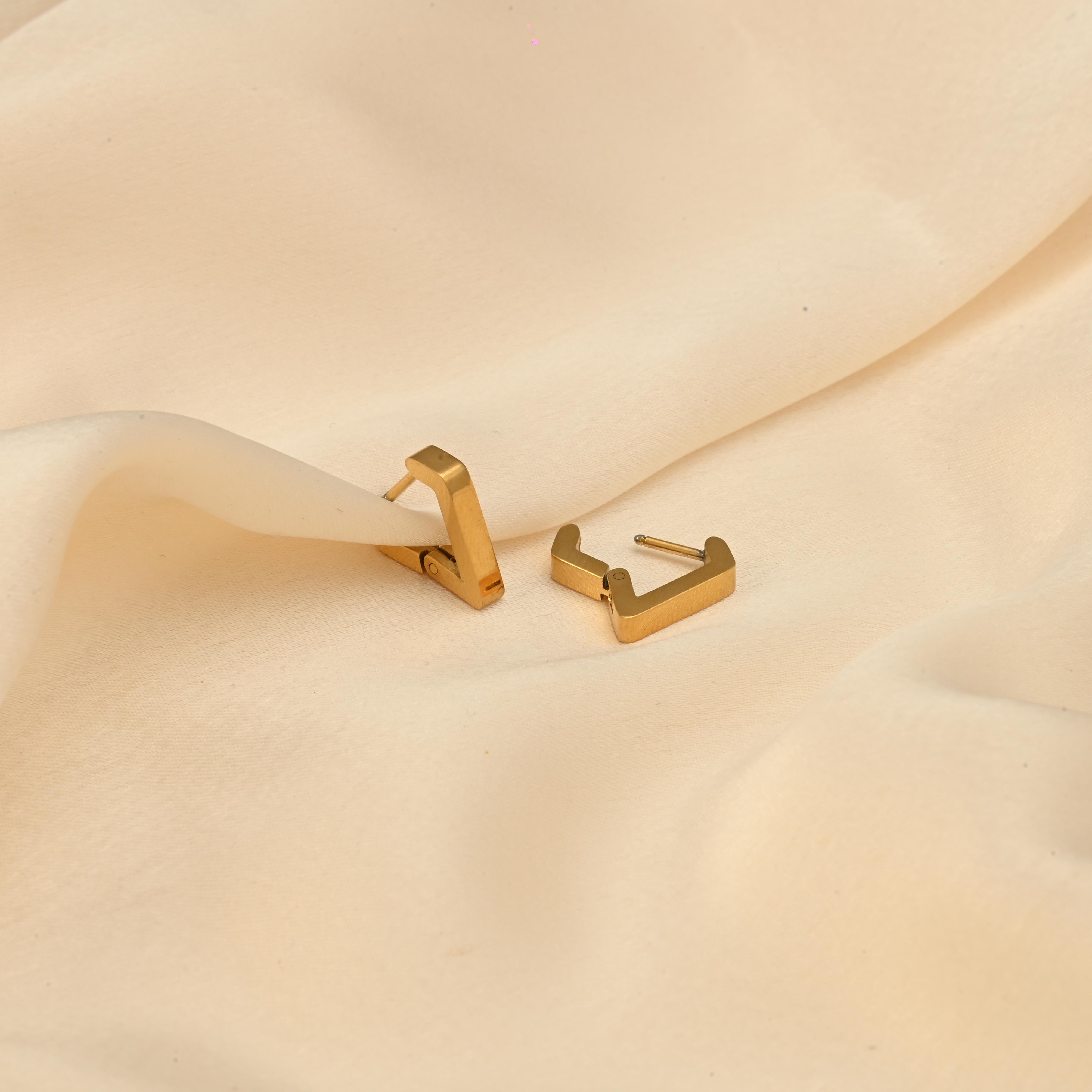 Stainless Steel Anti Tarnish Triangle Hoop Earrings