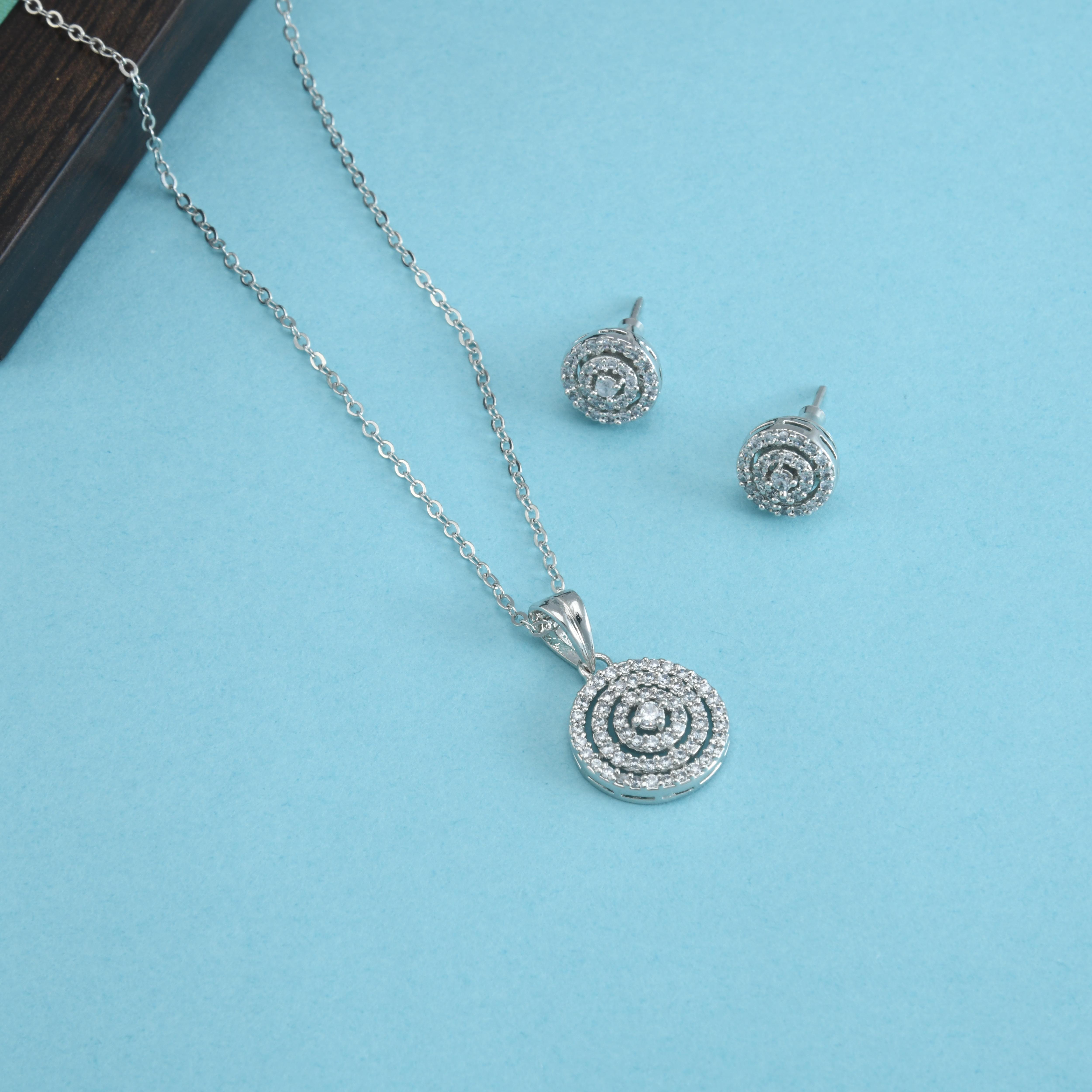Simple CZ Pendant Set
