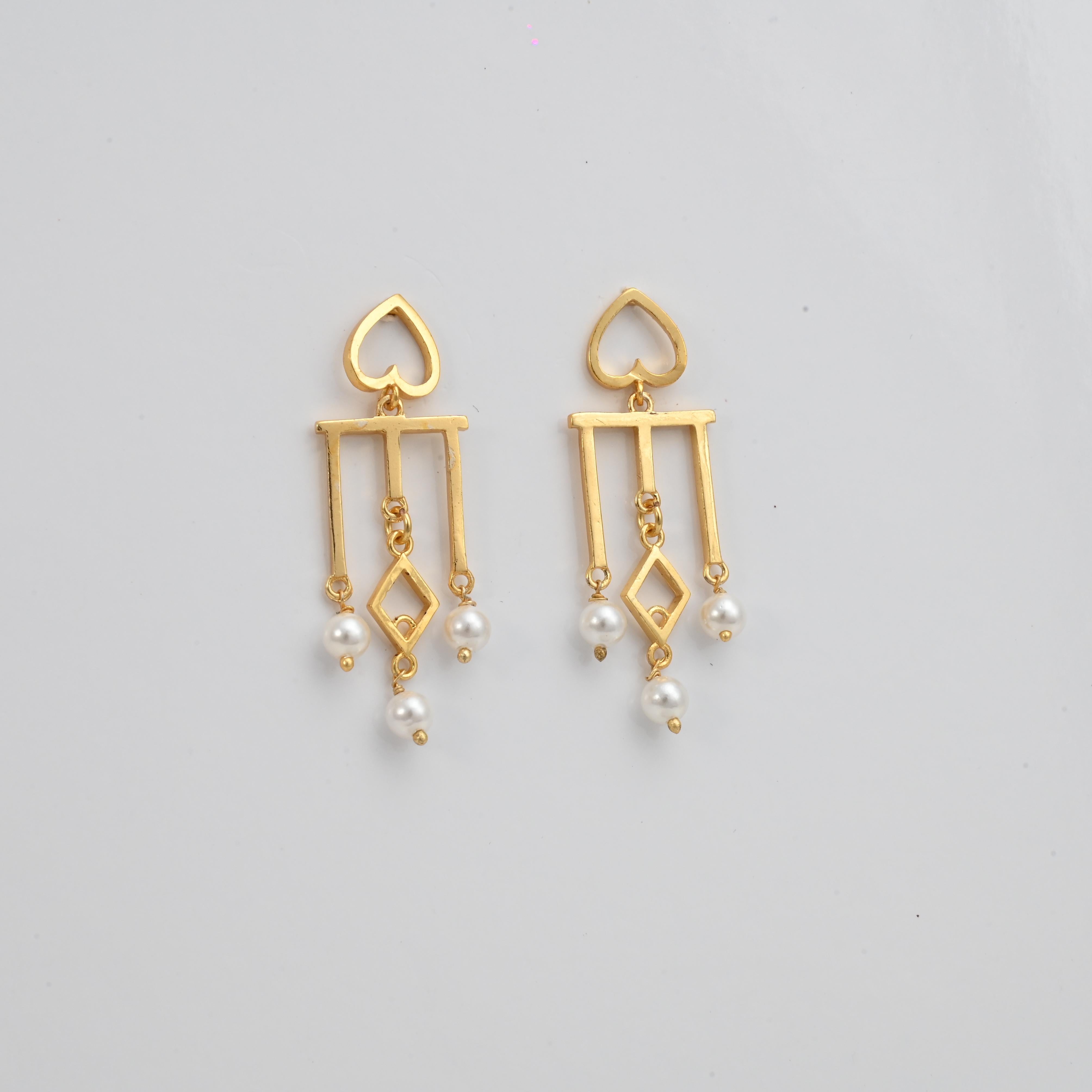 Heart Pearl Danglers