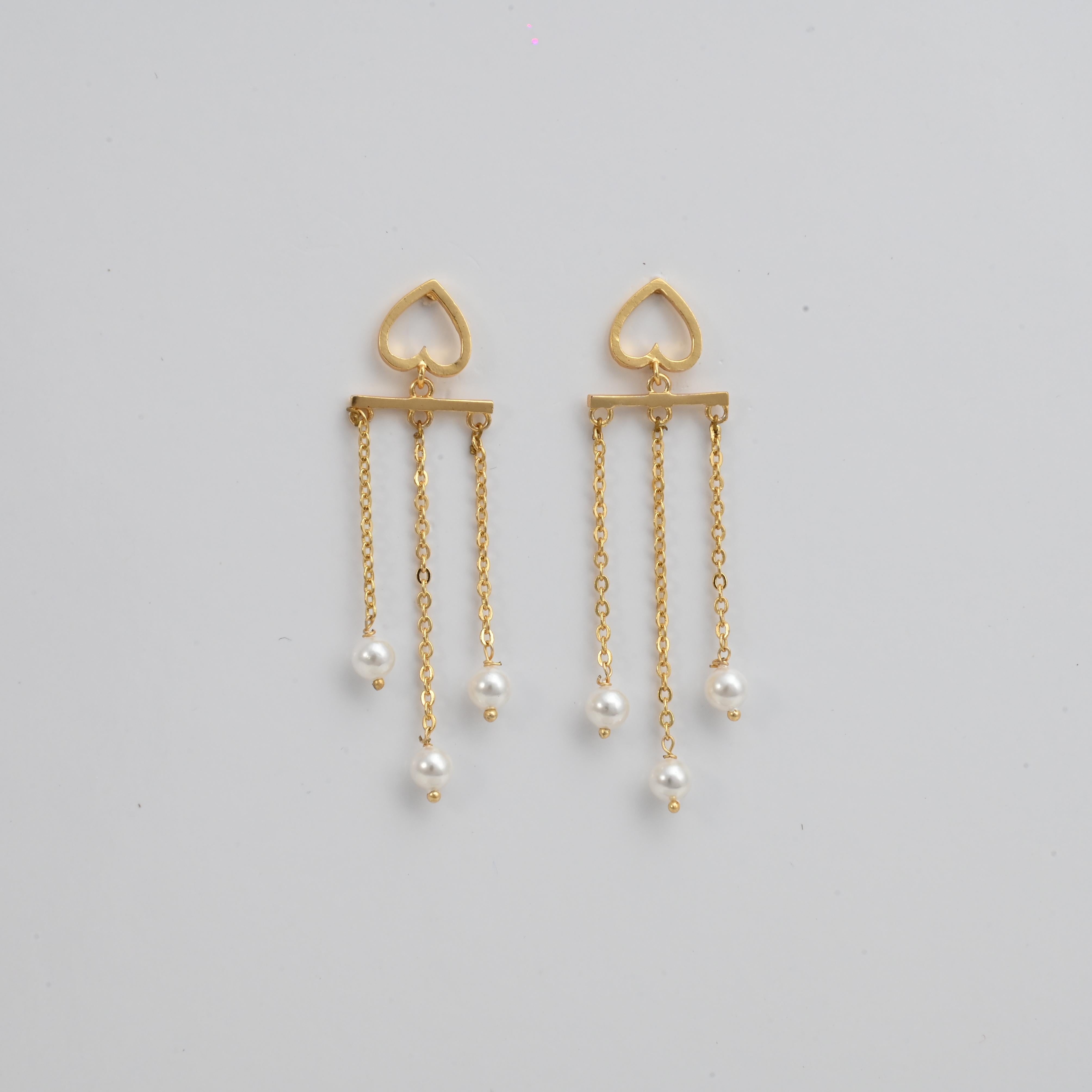Grace Heart Pearl Danglers