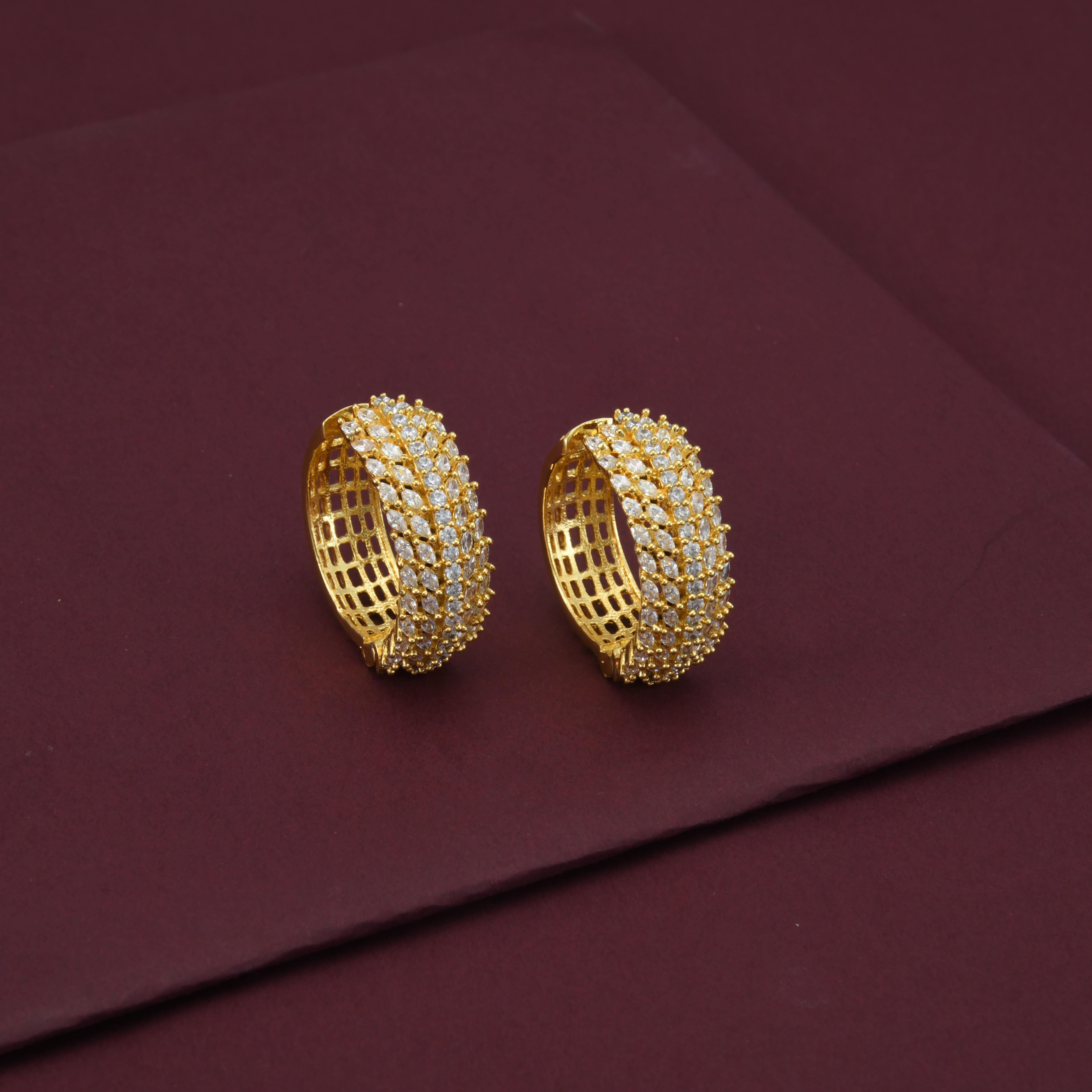 Two Line CZ Hoop Earrings