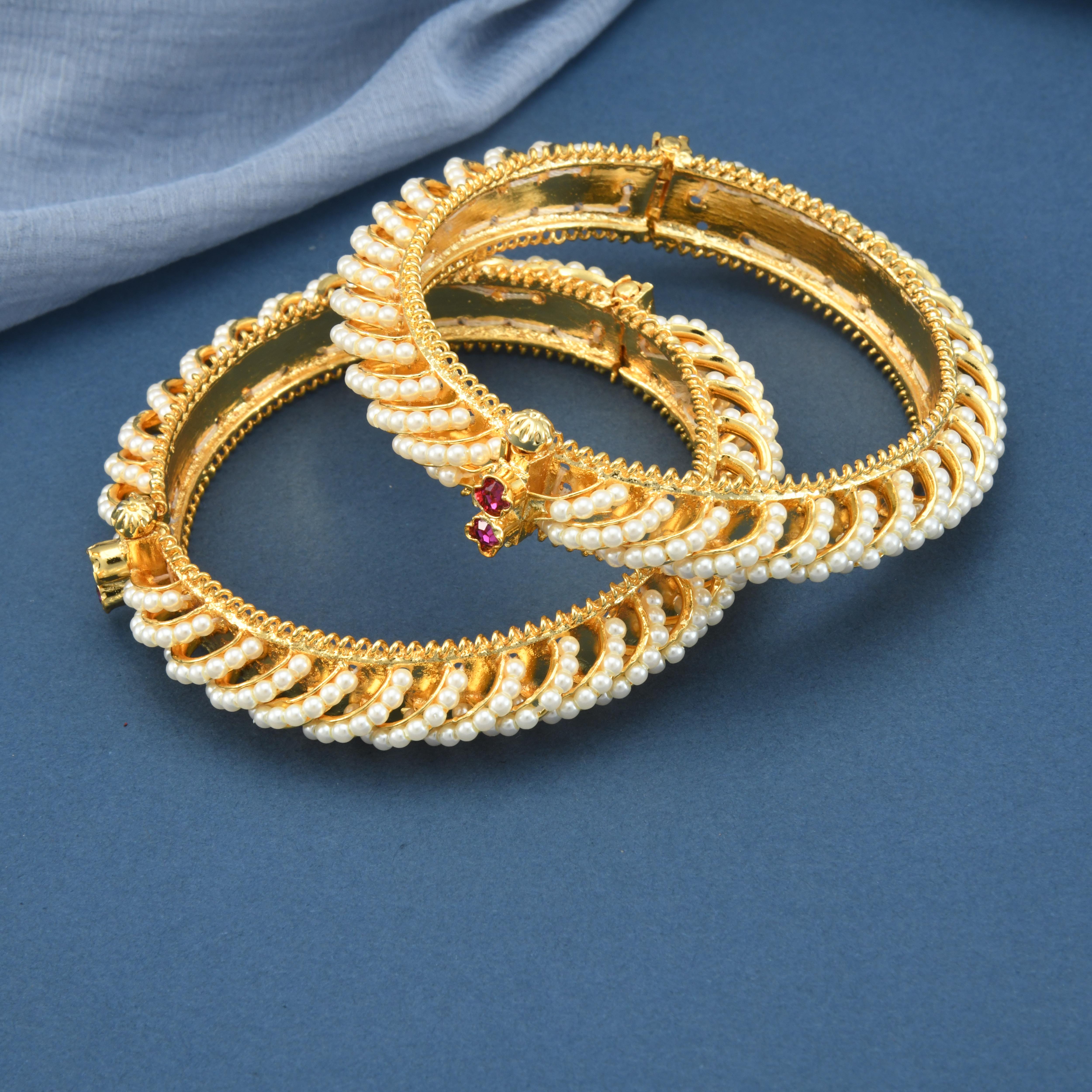 Cross Pearls Line Bangles