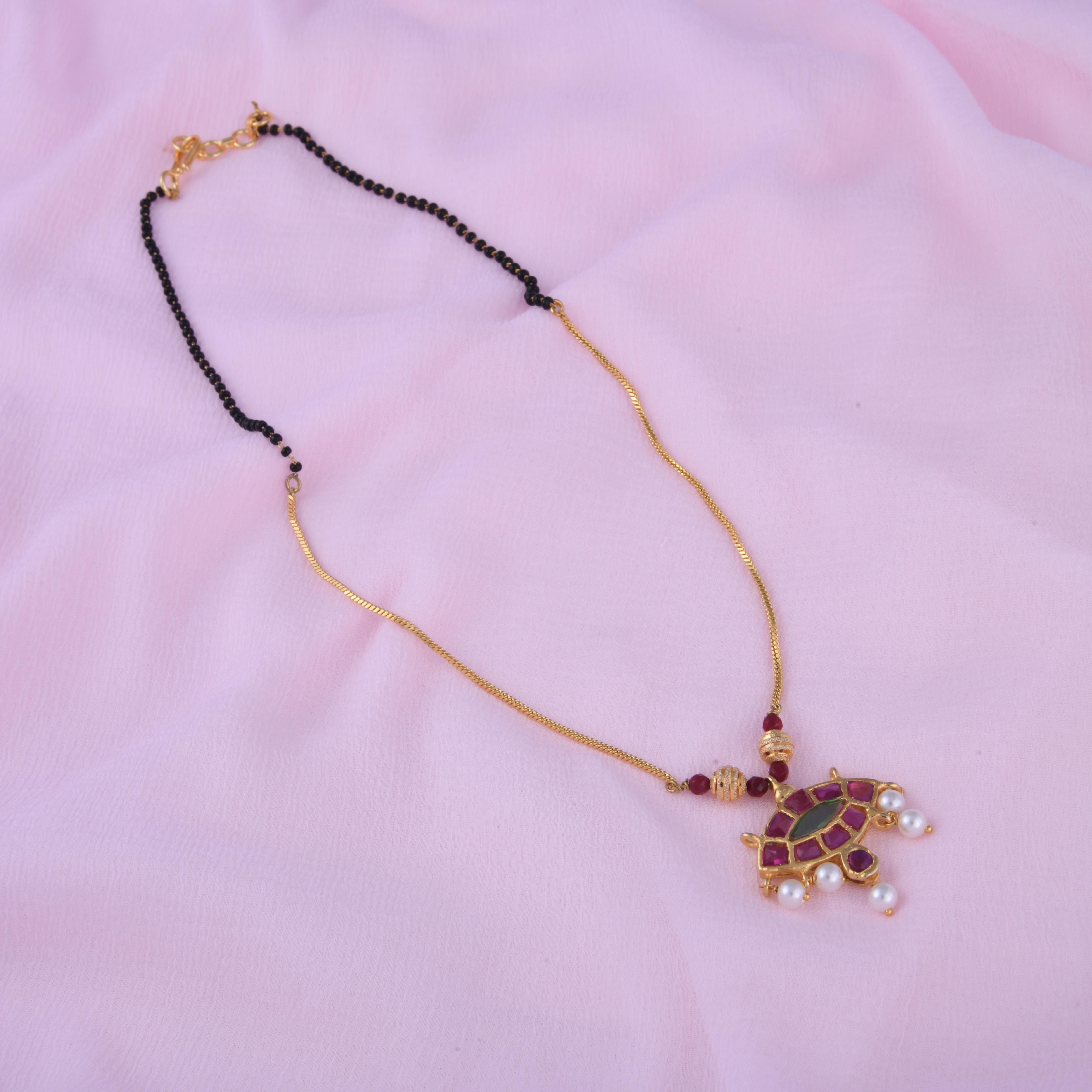 Pink Green Vilandi Mangalsutra