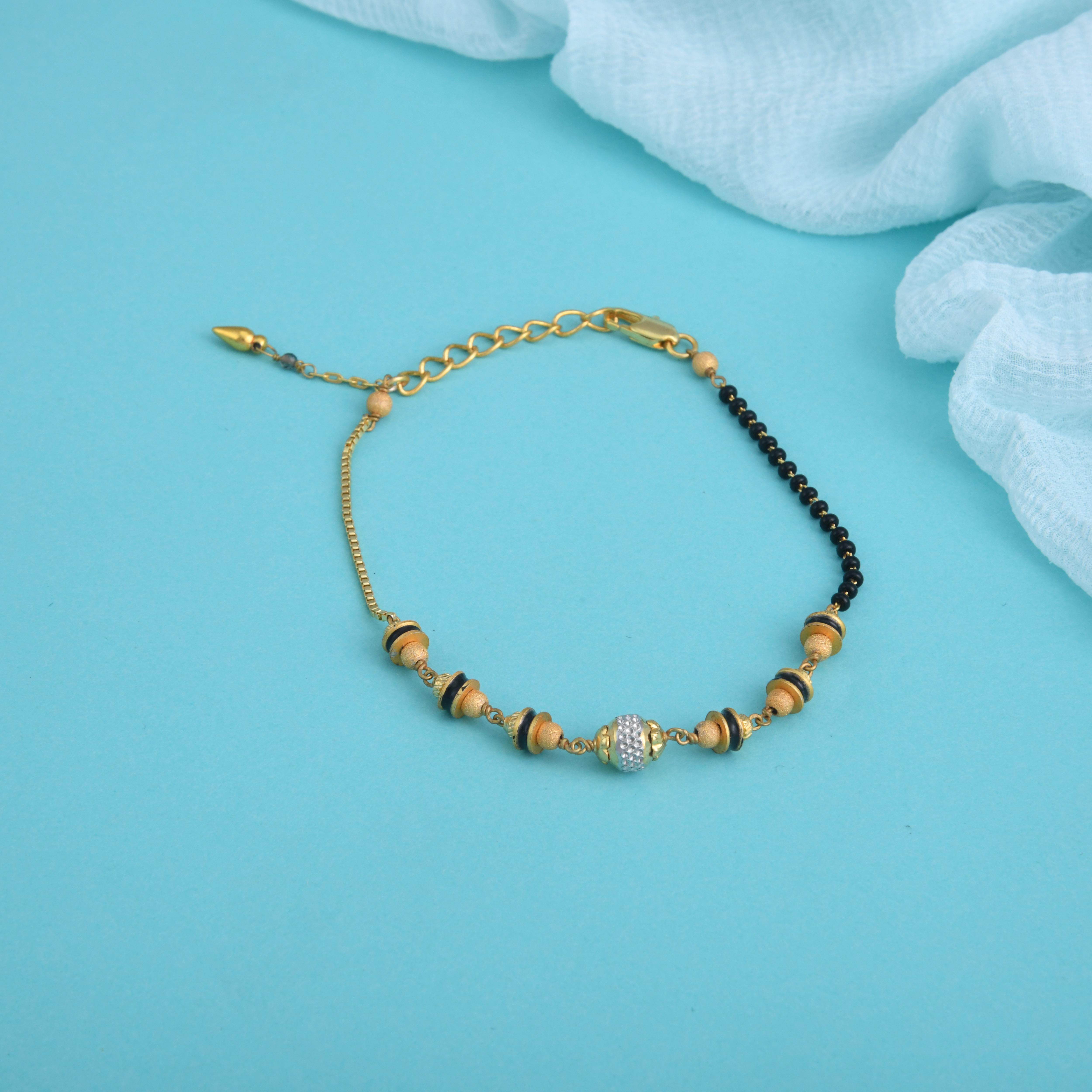 Matte Gold Beads Mangalsutra Bracelet