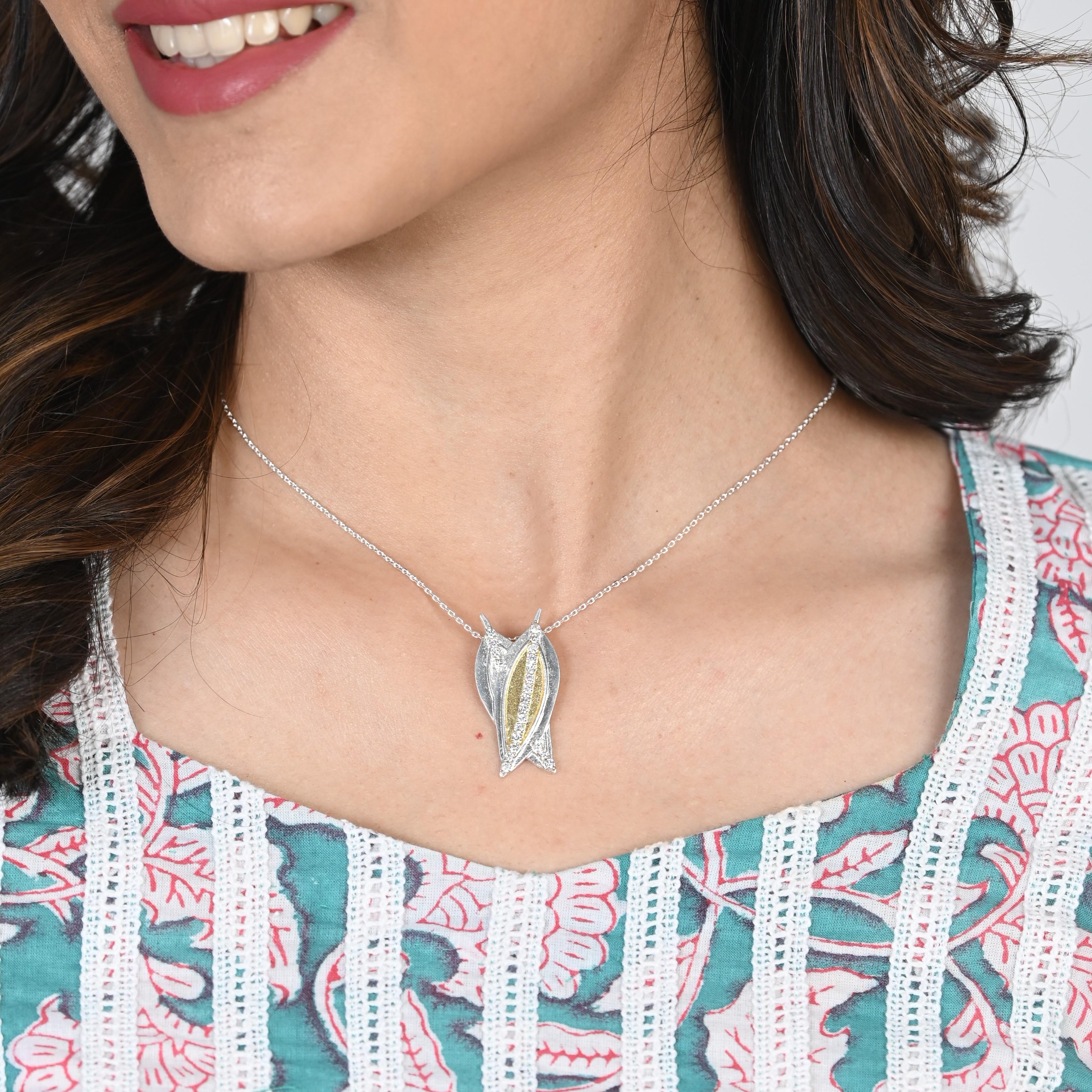 Bay Leaf Gold+Silver Spice Pendant Necklace