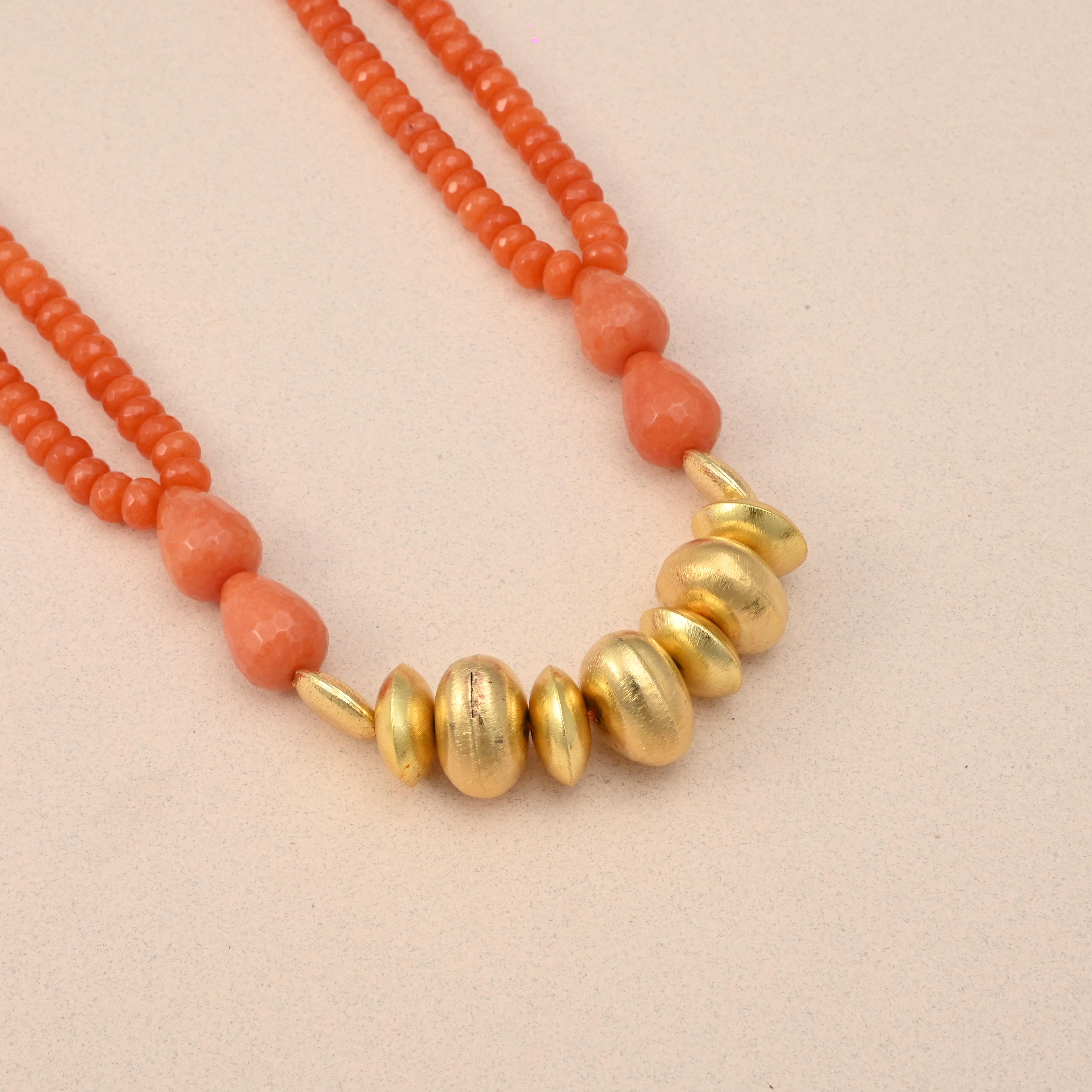 Tangerine Glow Beaded Necklace