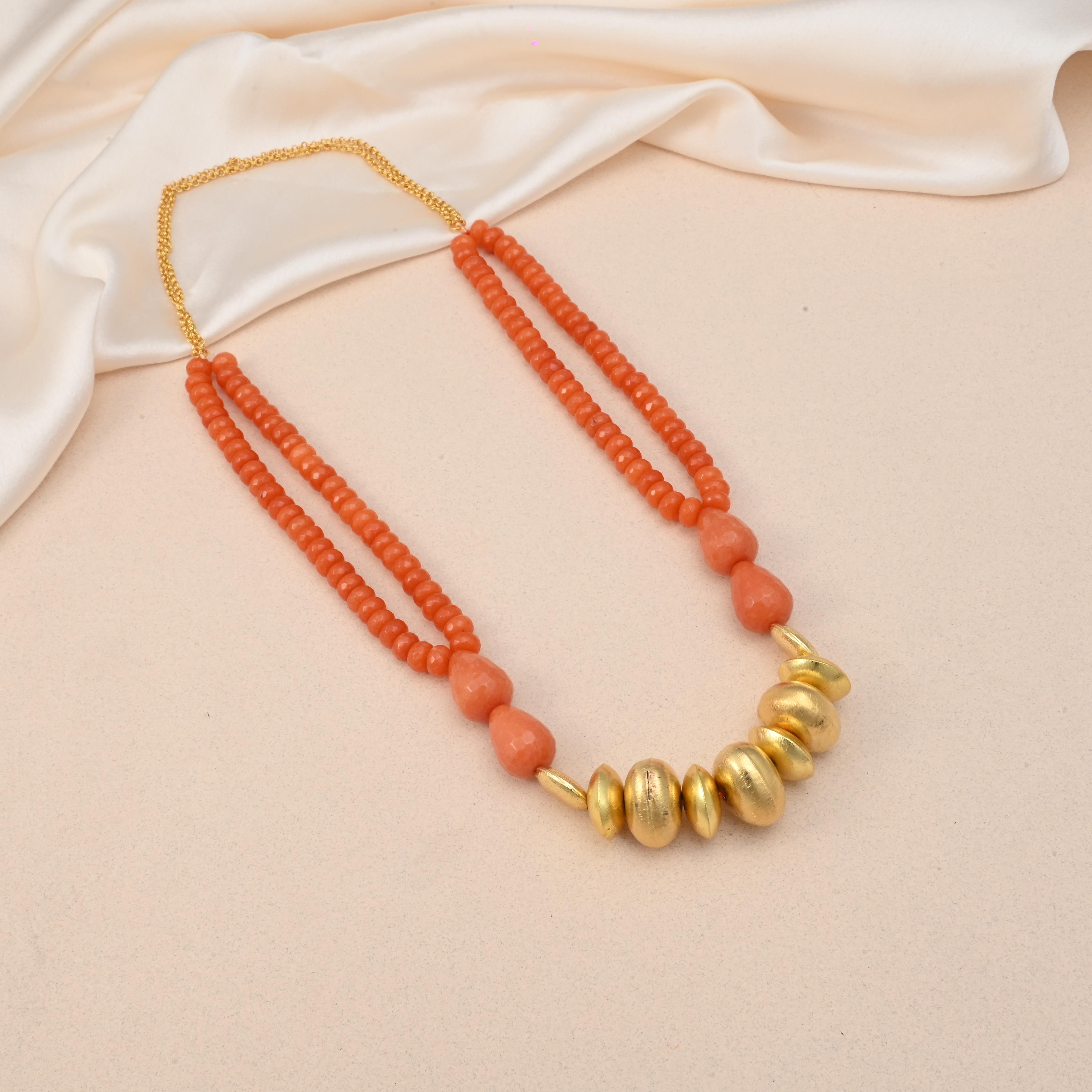 Tangerine Glow Beaded Necklace