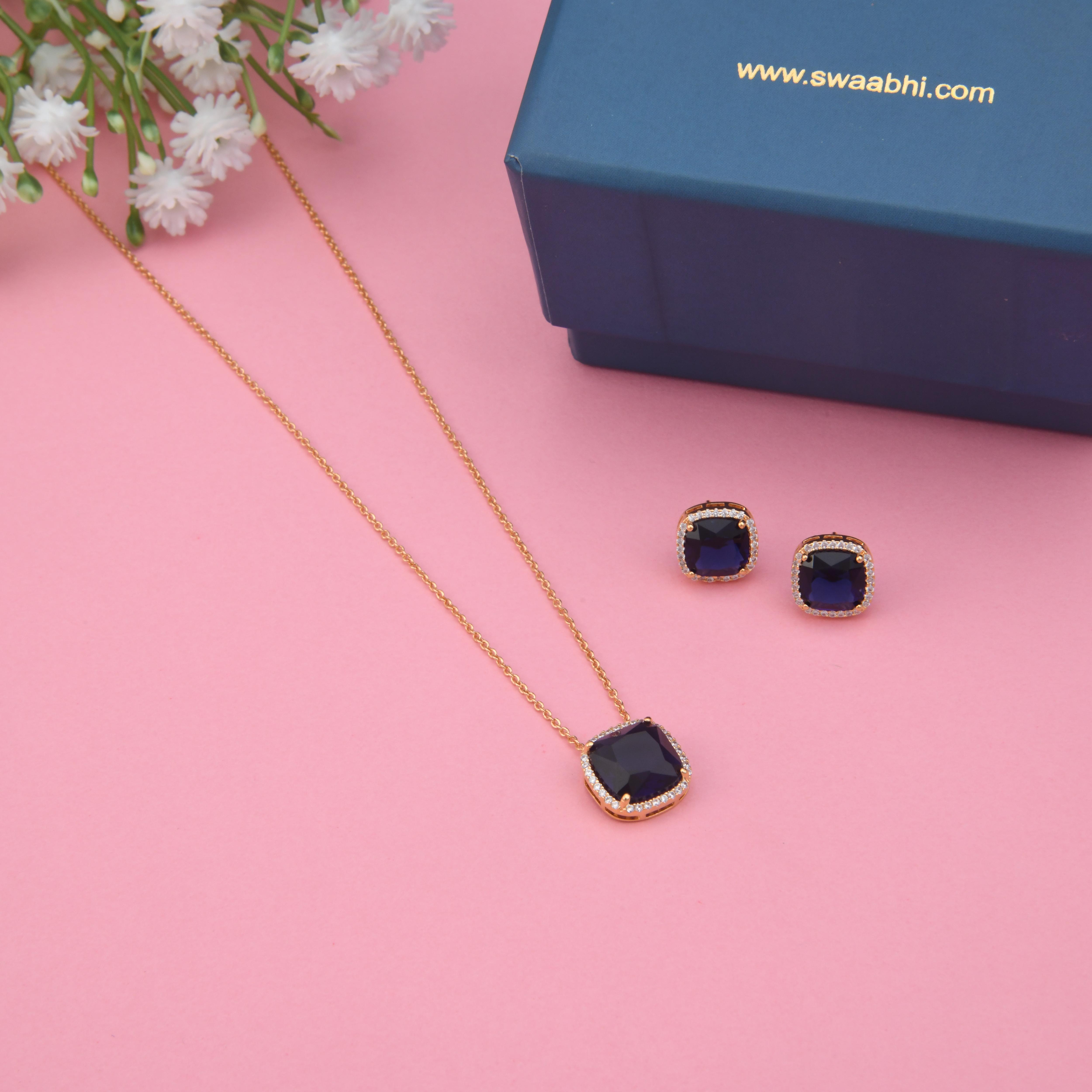 Square Stone Pendant Set