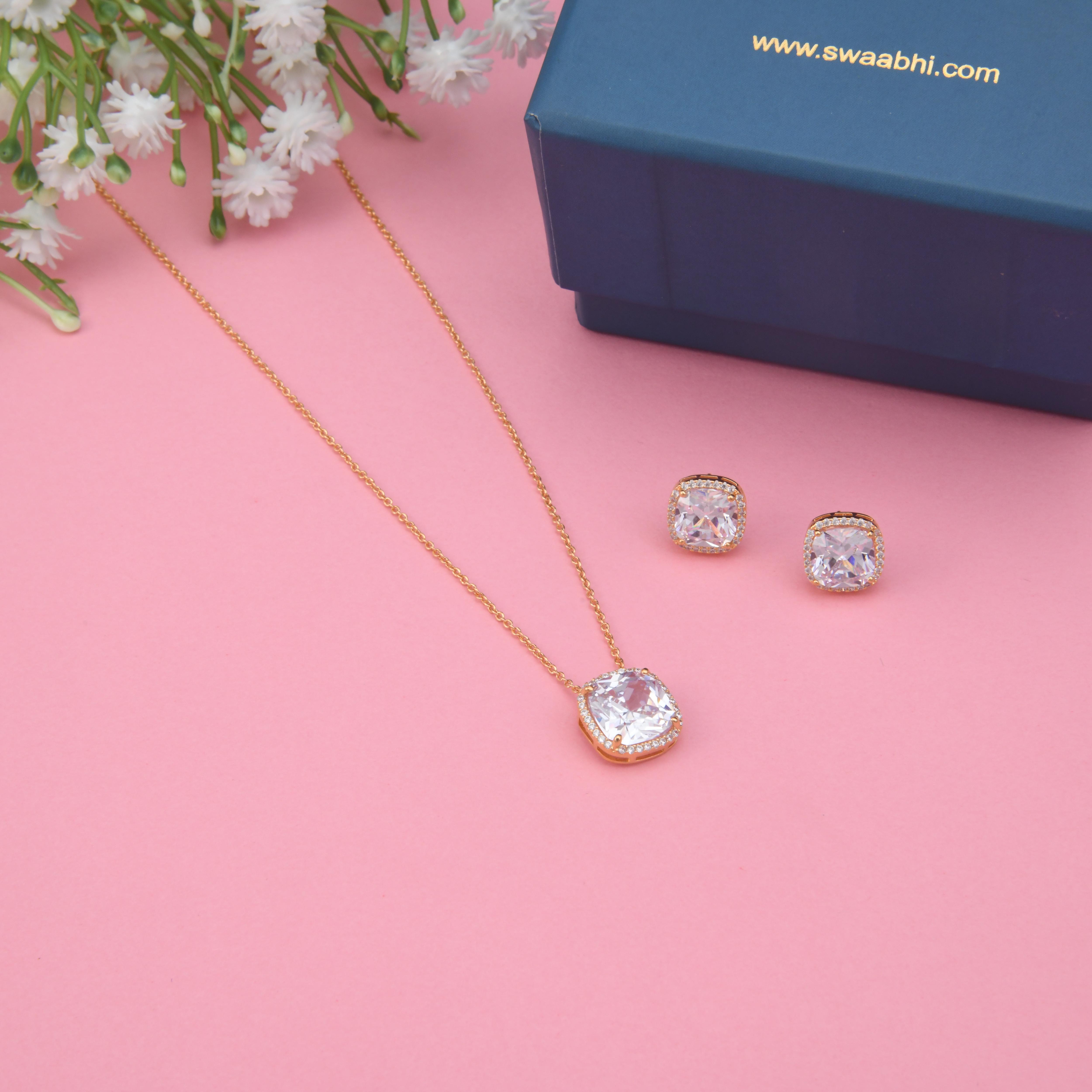 Square Stone Pendant Set