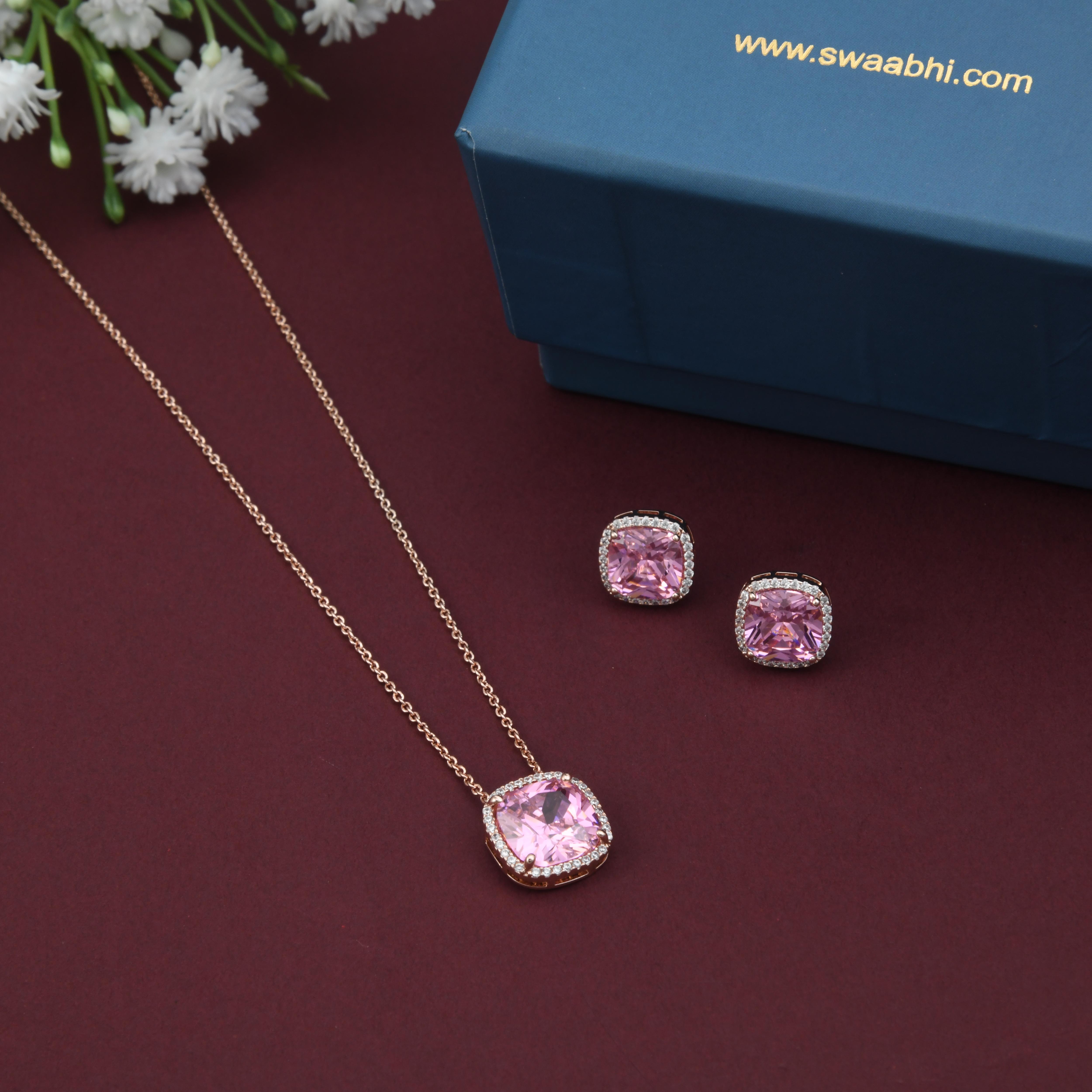 Square Stone Pendant Set