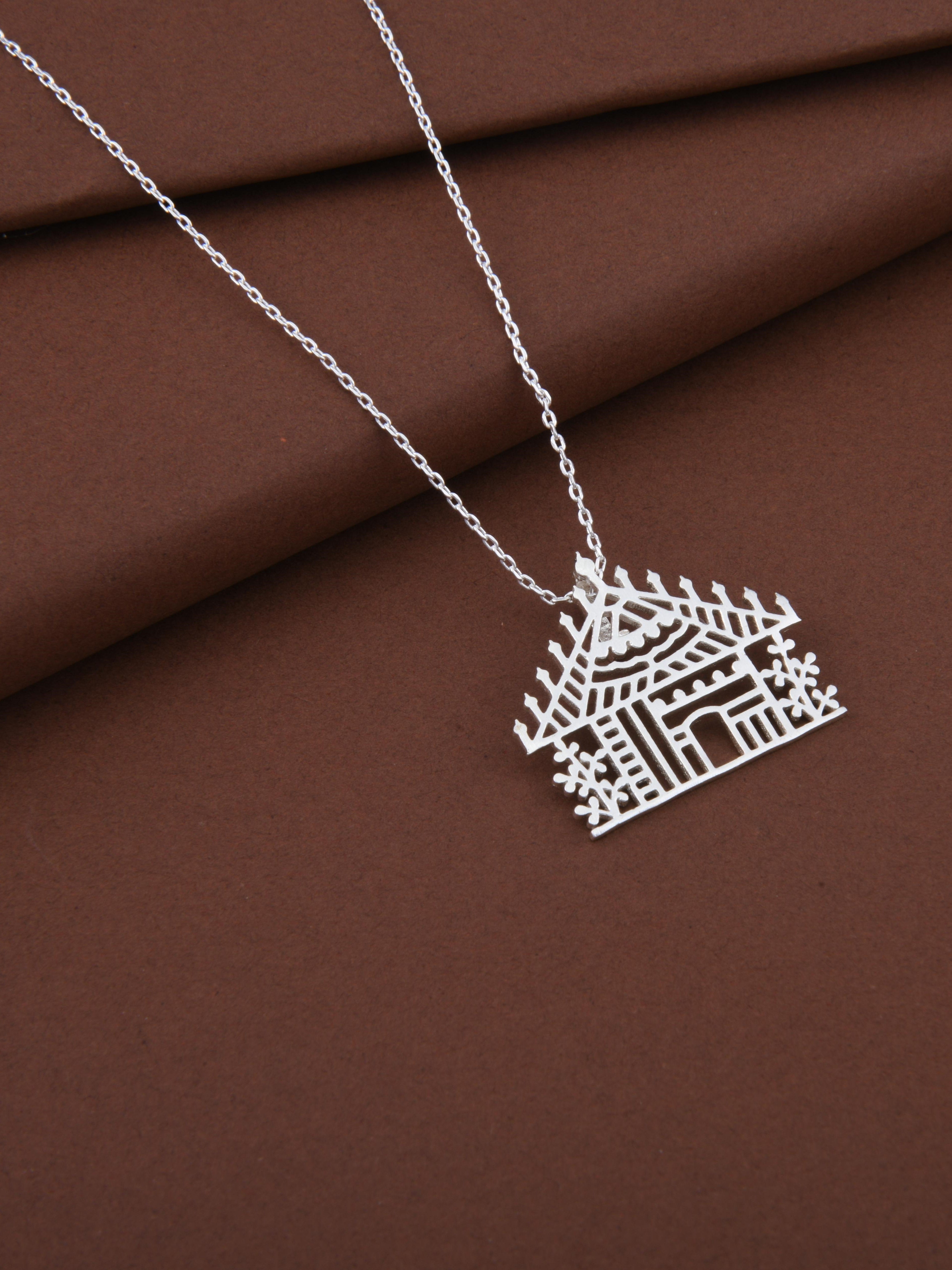Warli House Pendant Necklace