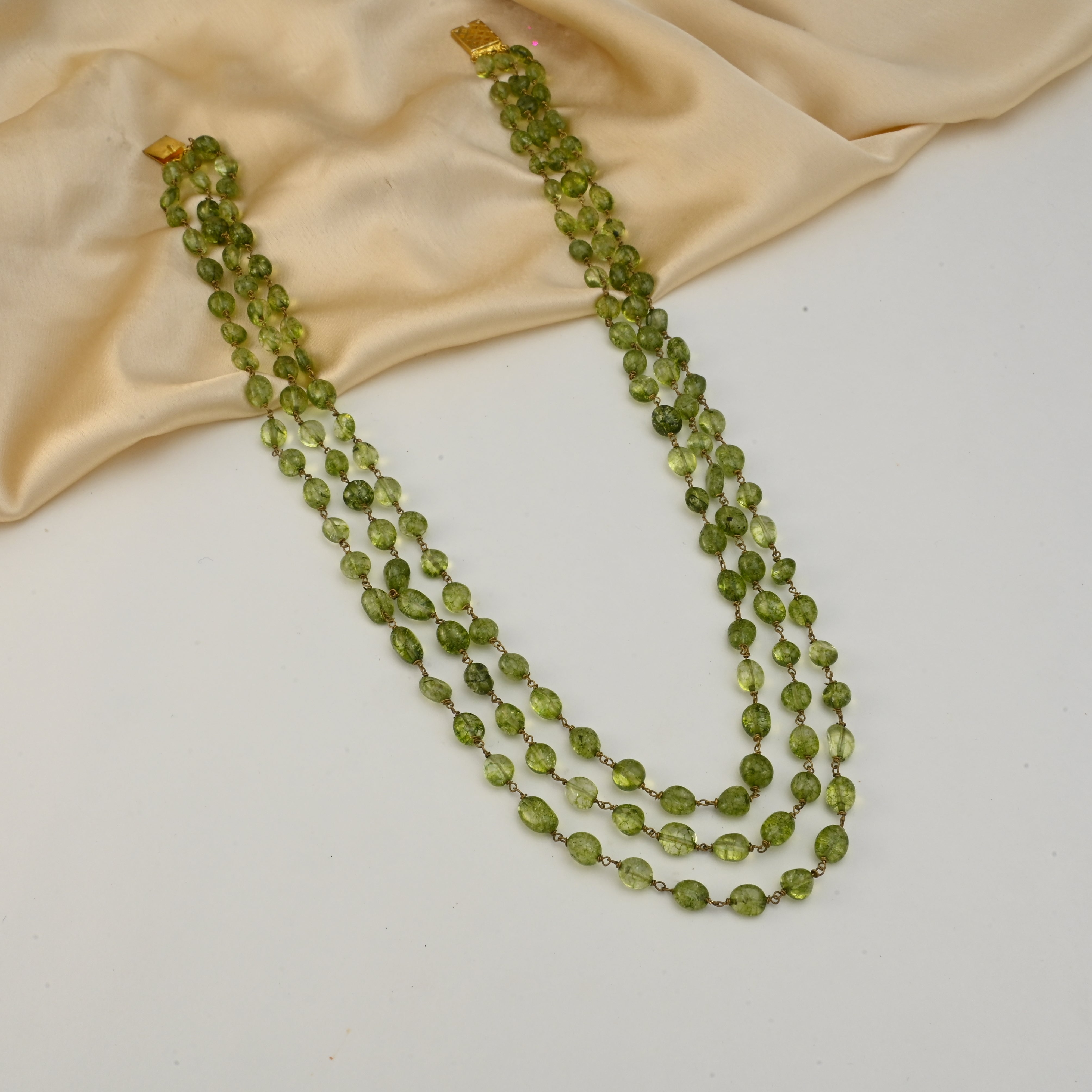Peridot Beads Necklace, Layered