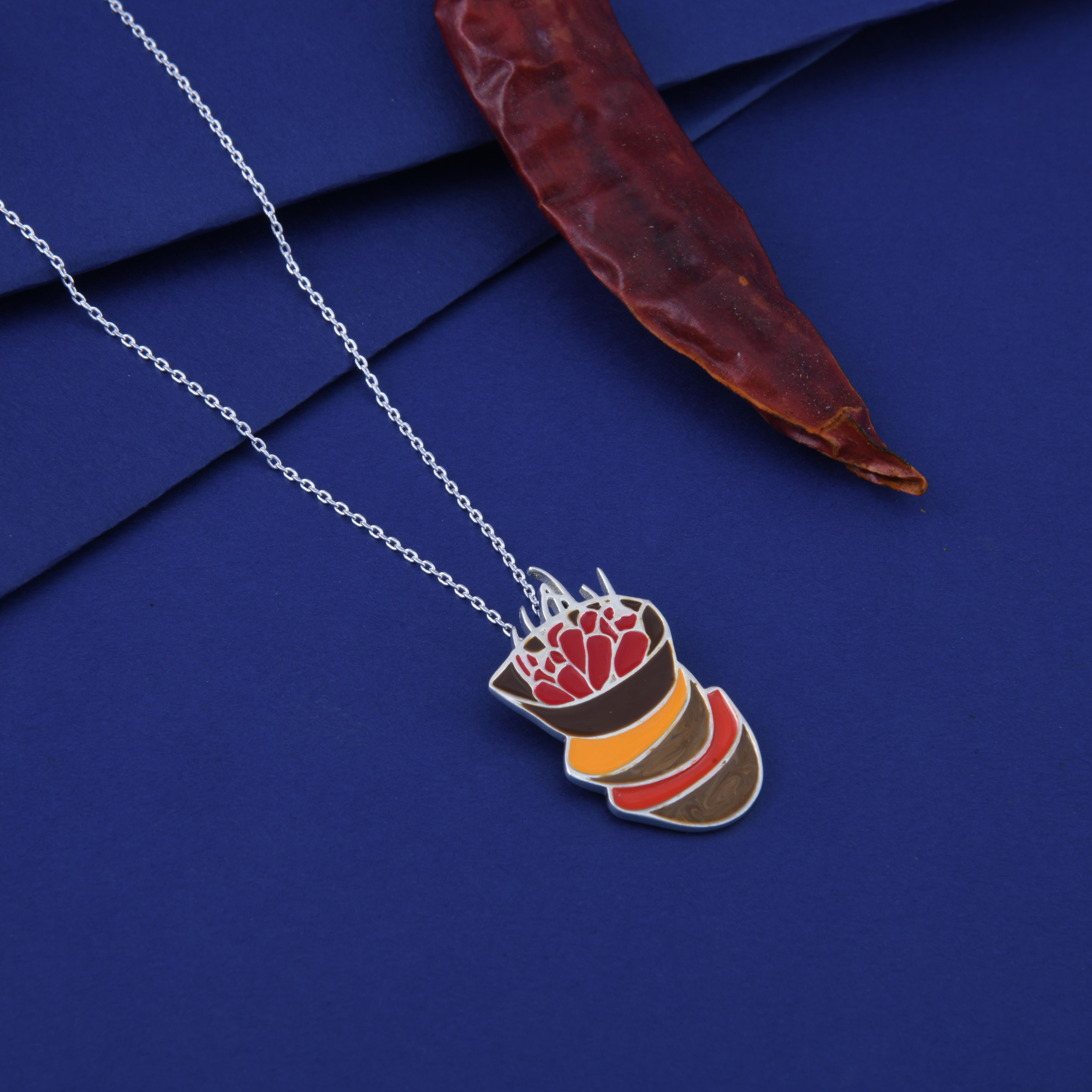 Red Chilli Basket Spice Pendant Necklace