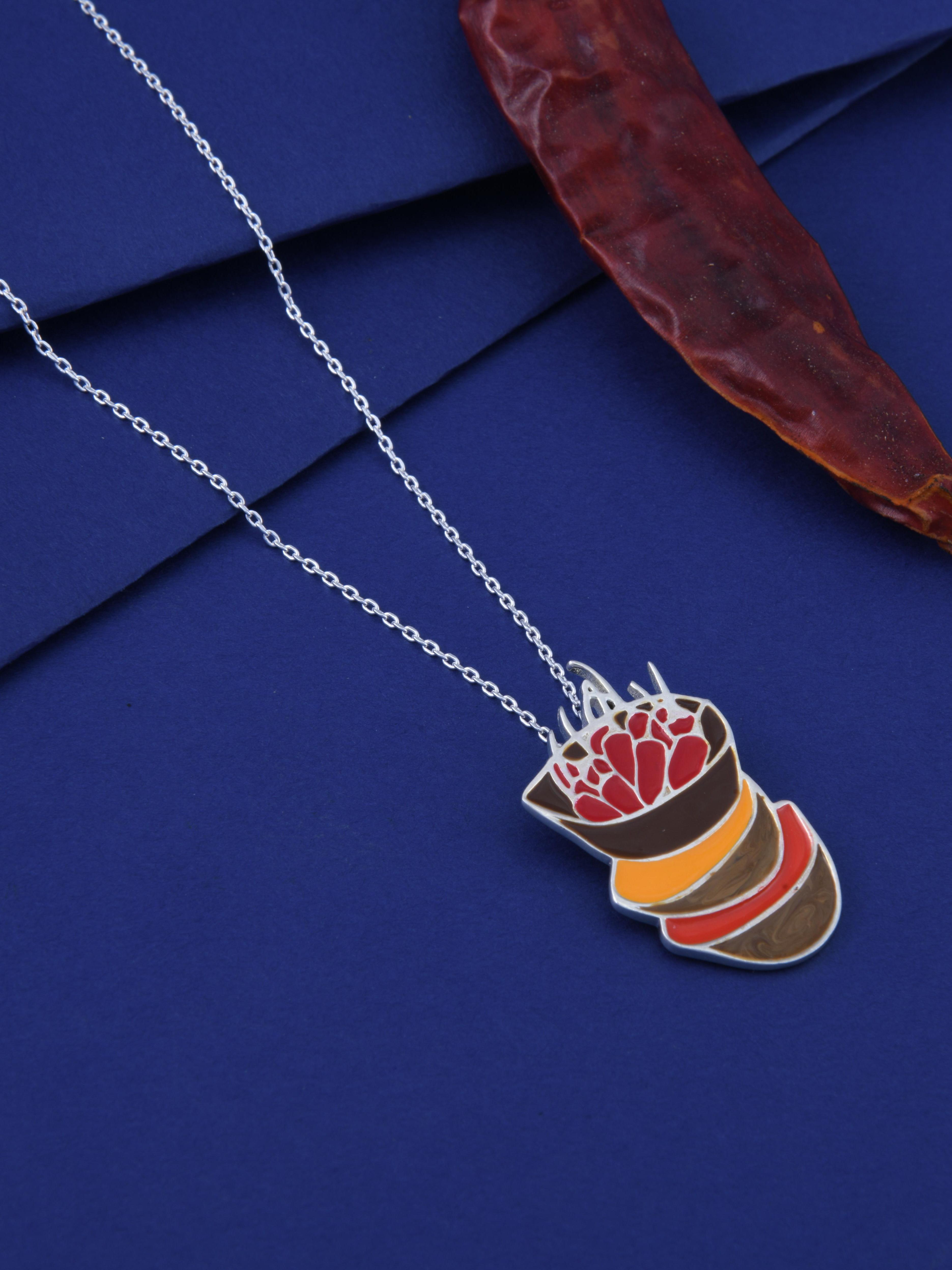 Red Chilli Basket Spice Pendant Necklace