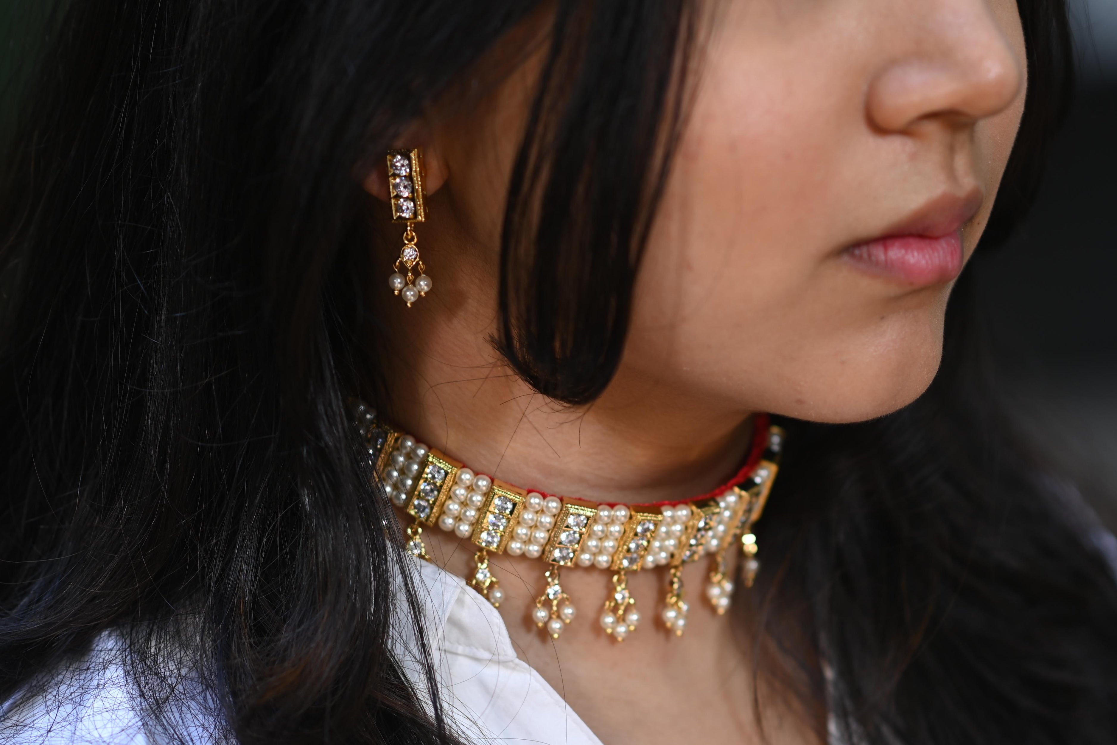 Maharashtrian Pearl Chinchpeti Necklace-(13Peti)