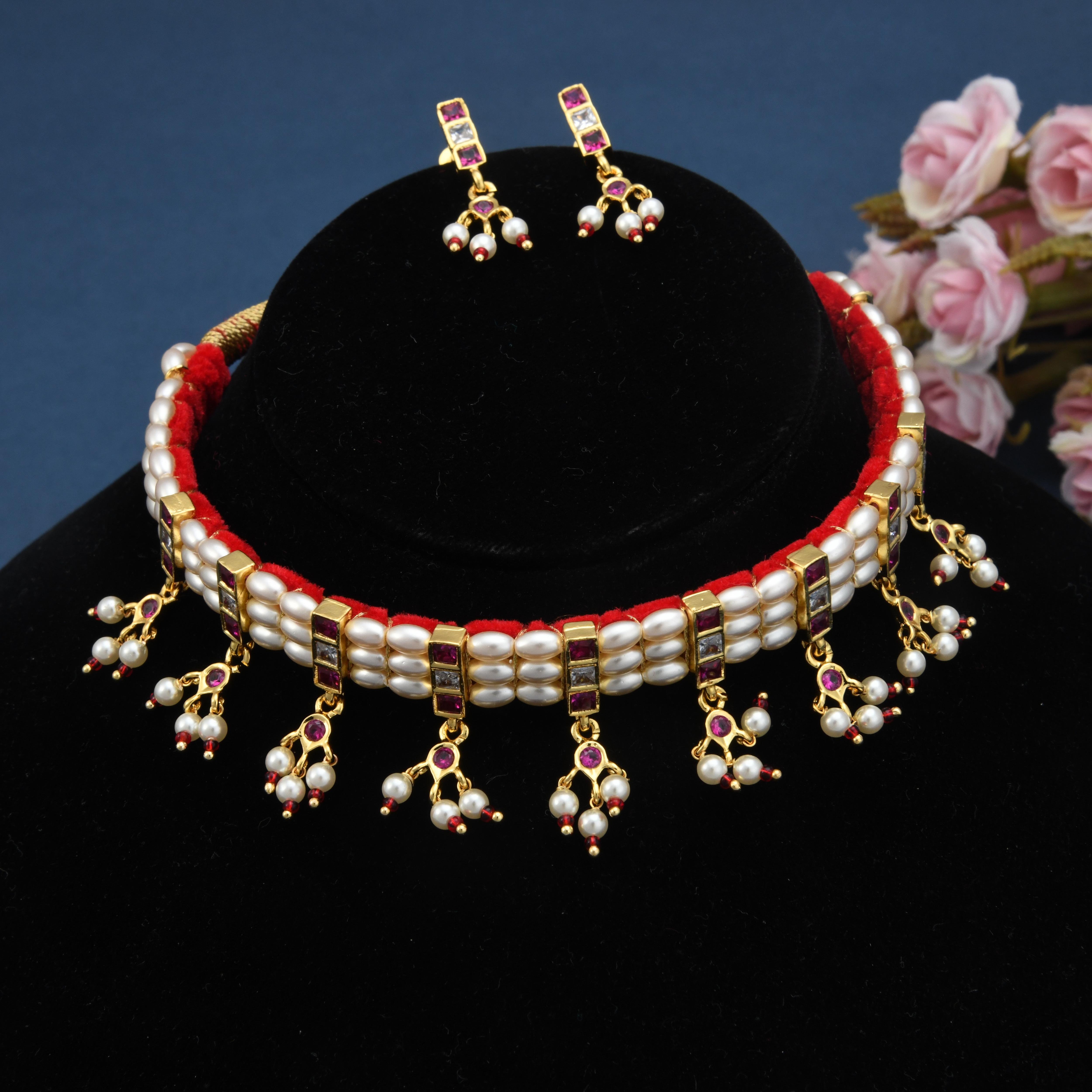 Rice Pearl Chinchpeti Necklace