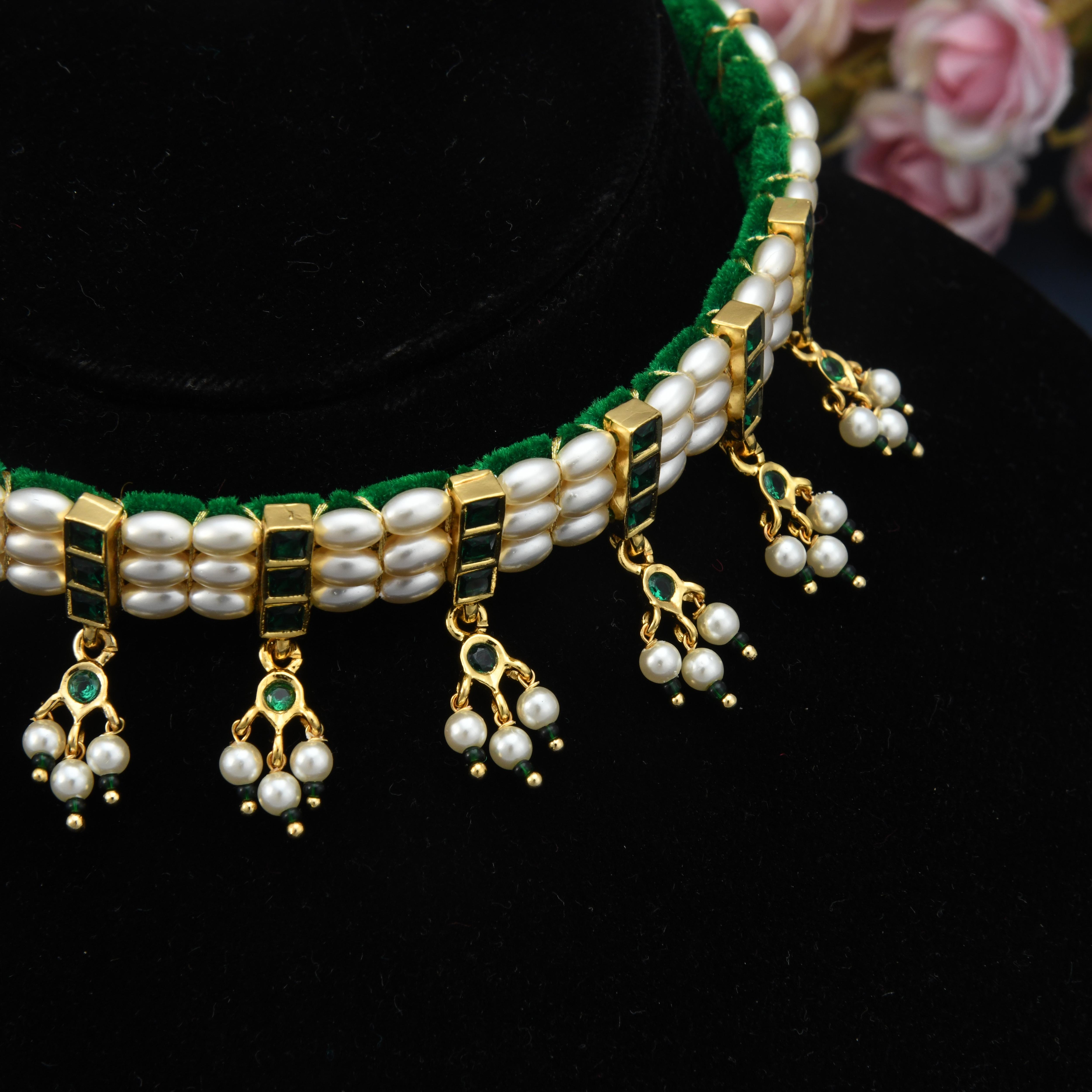 Rice Pearl Chinchpeti Necklace