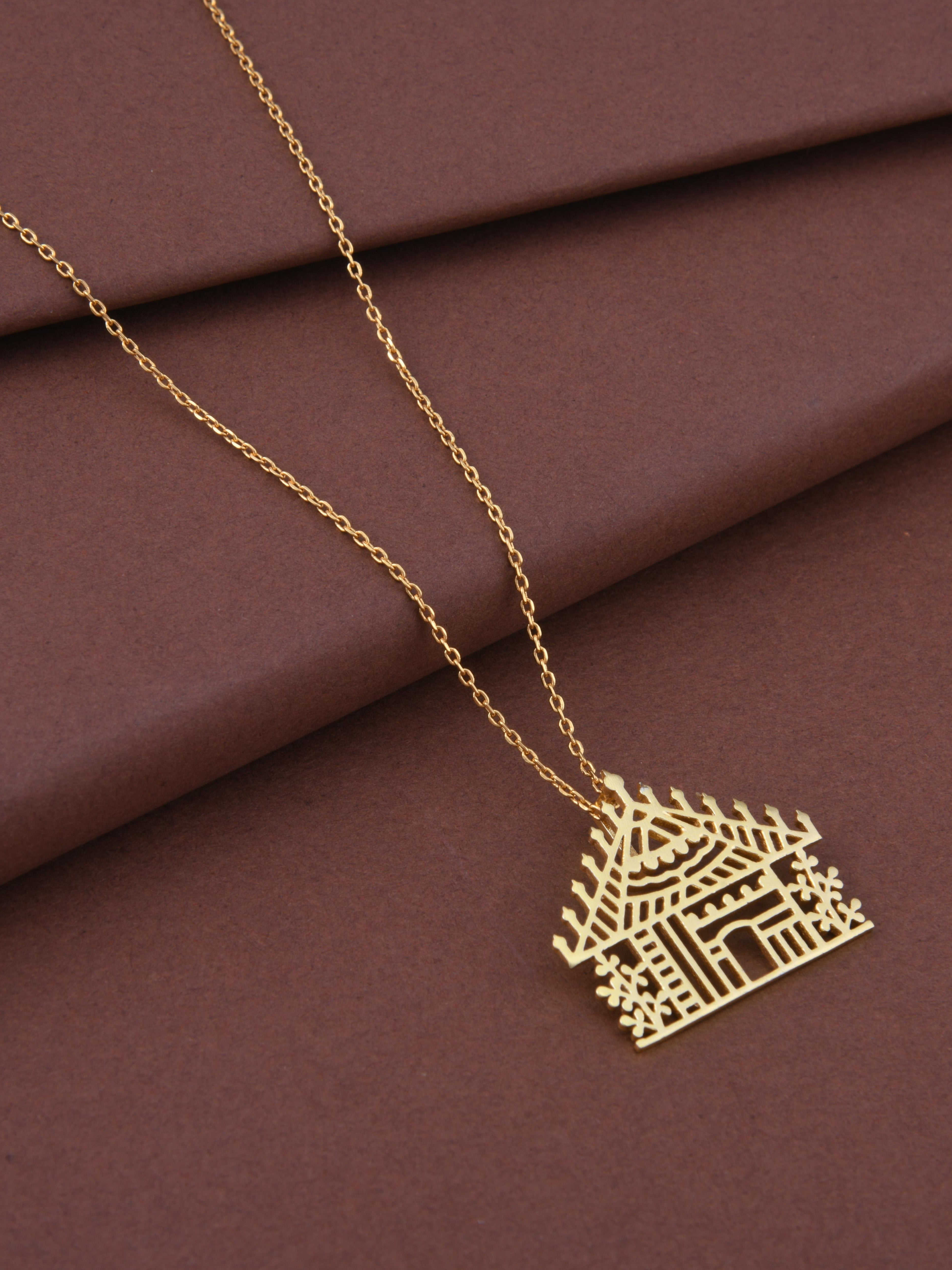 Warli House Pendant Necklace