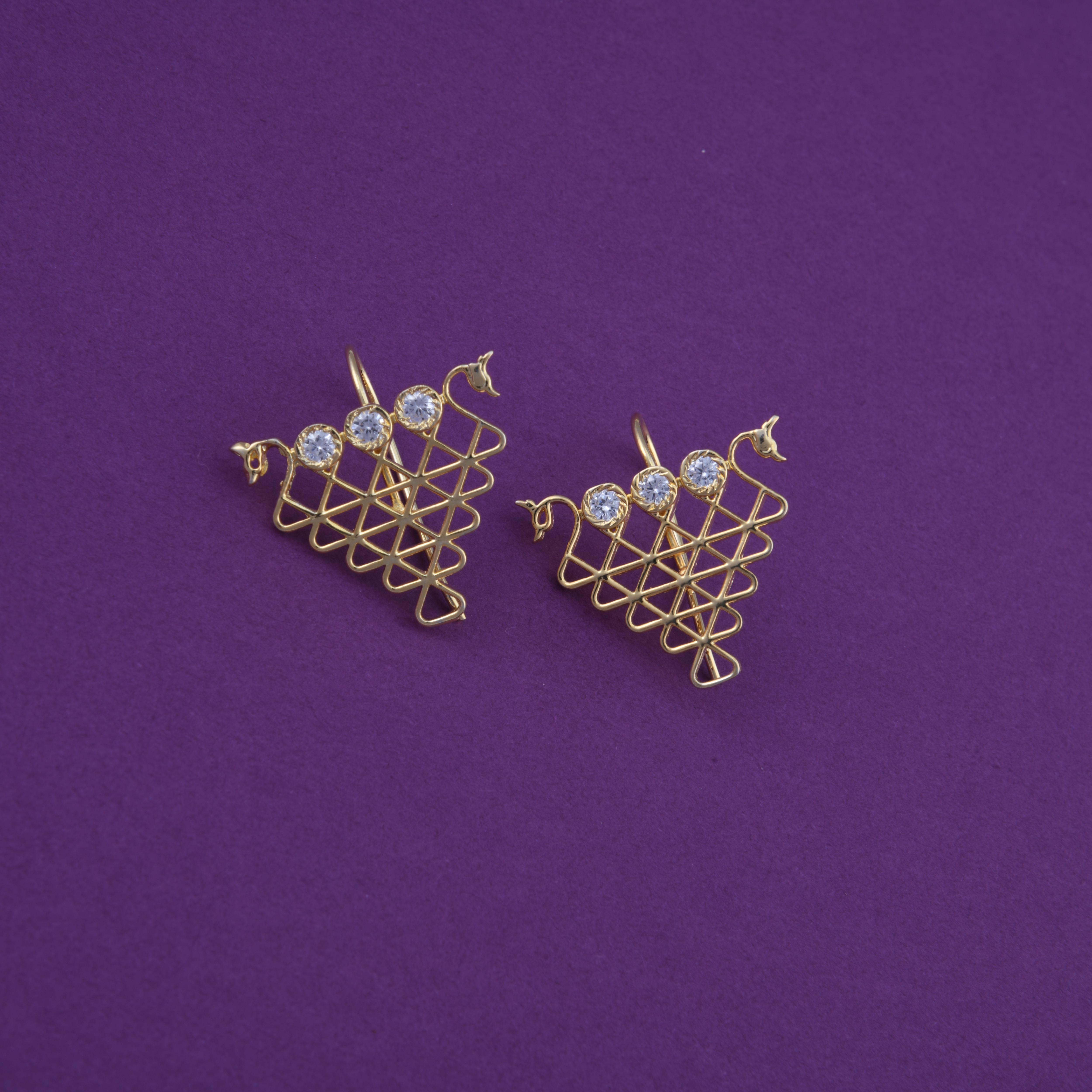Saraswati Peacock Hook Earrings