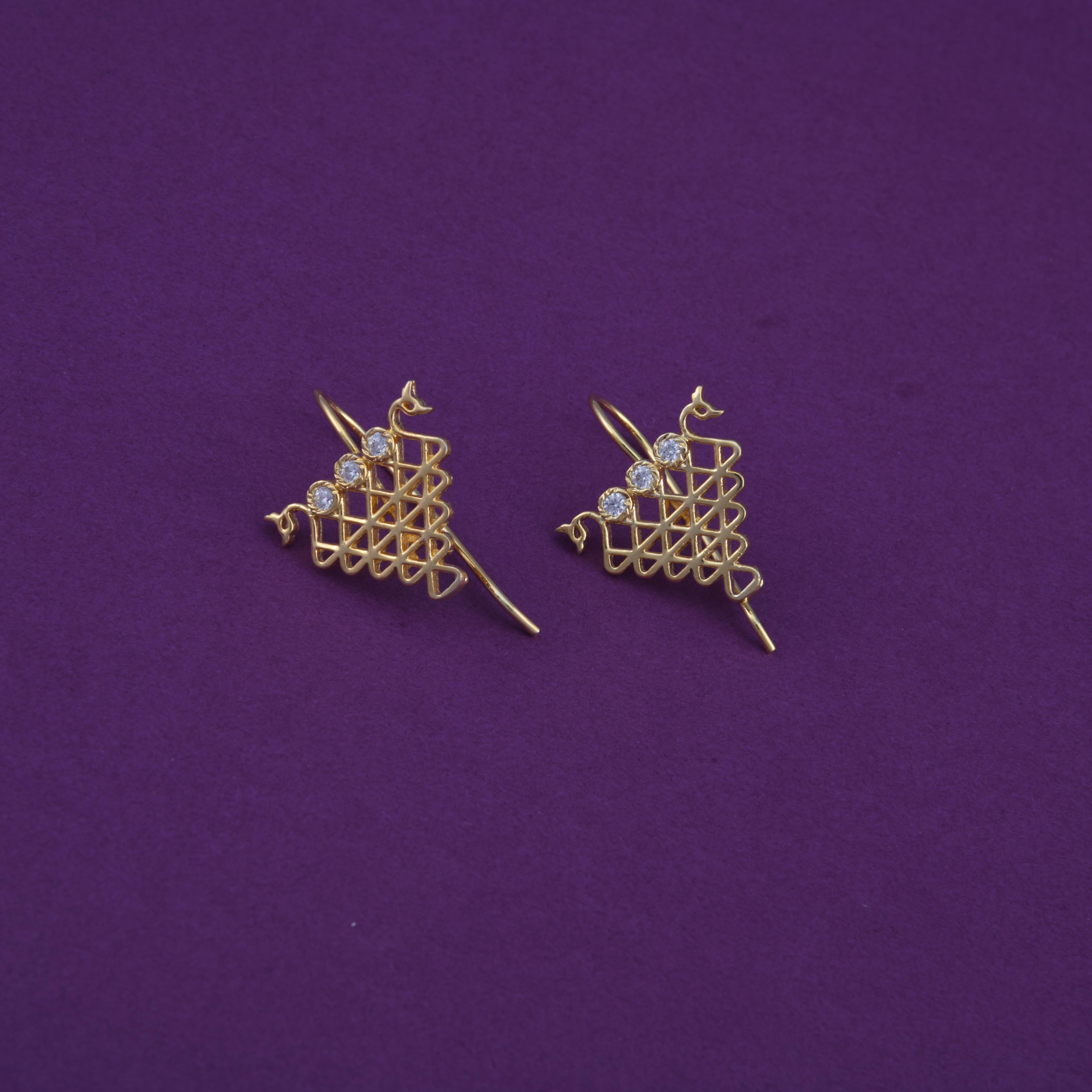 Saraswati Peacock Hook Earrings