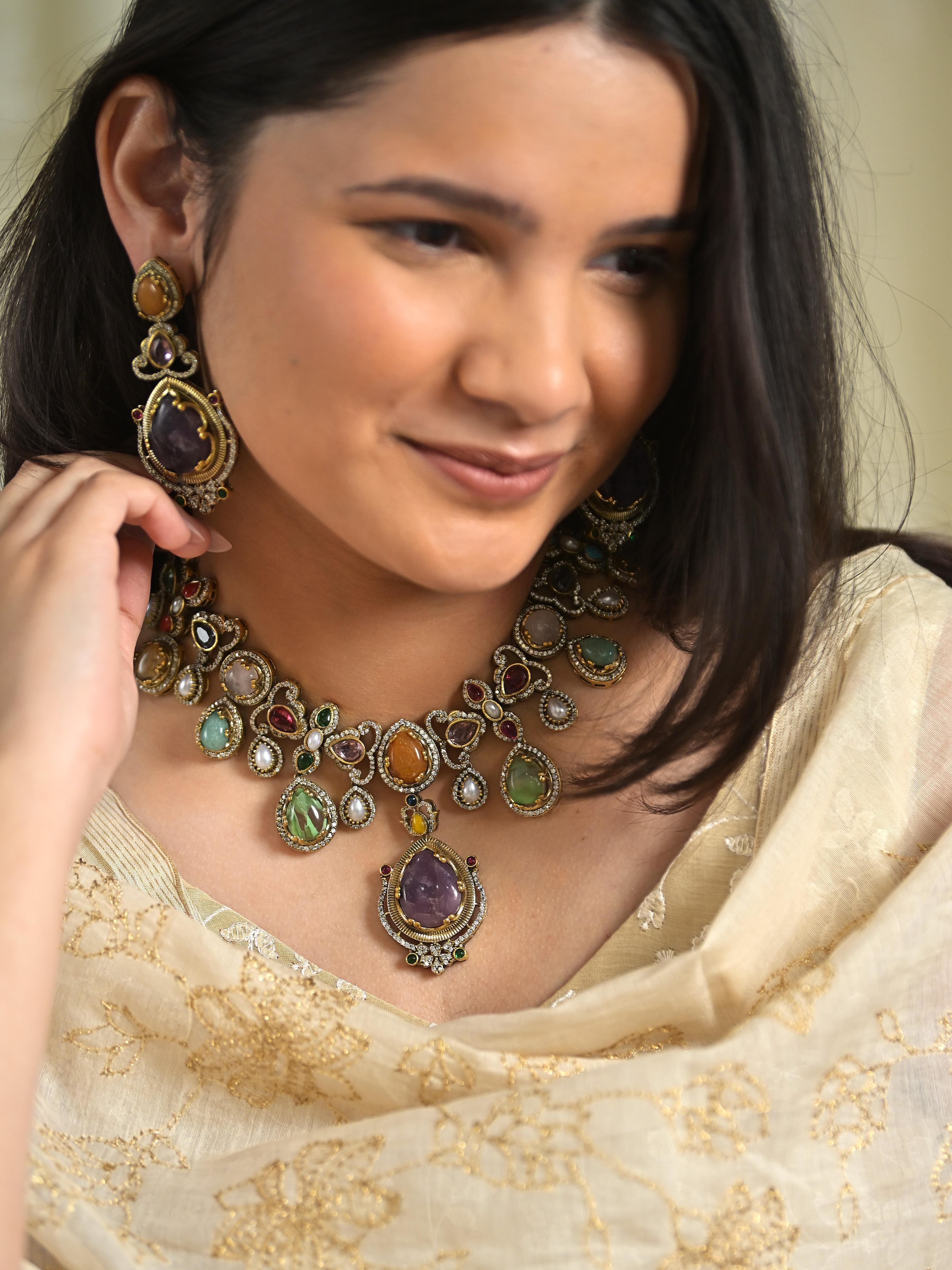 Aarzu Multi Stone Statement Necklace