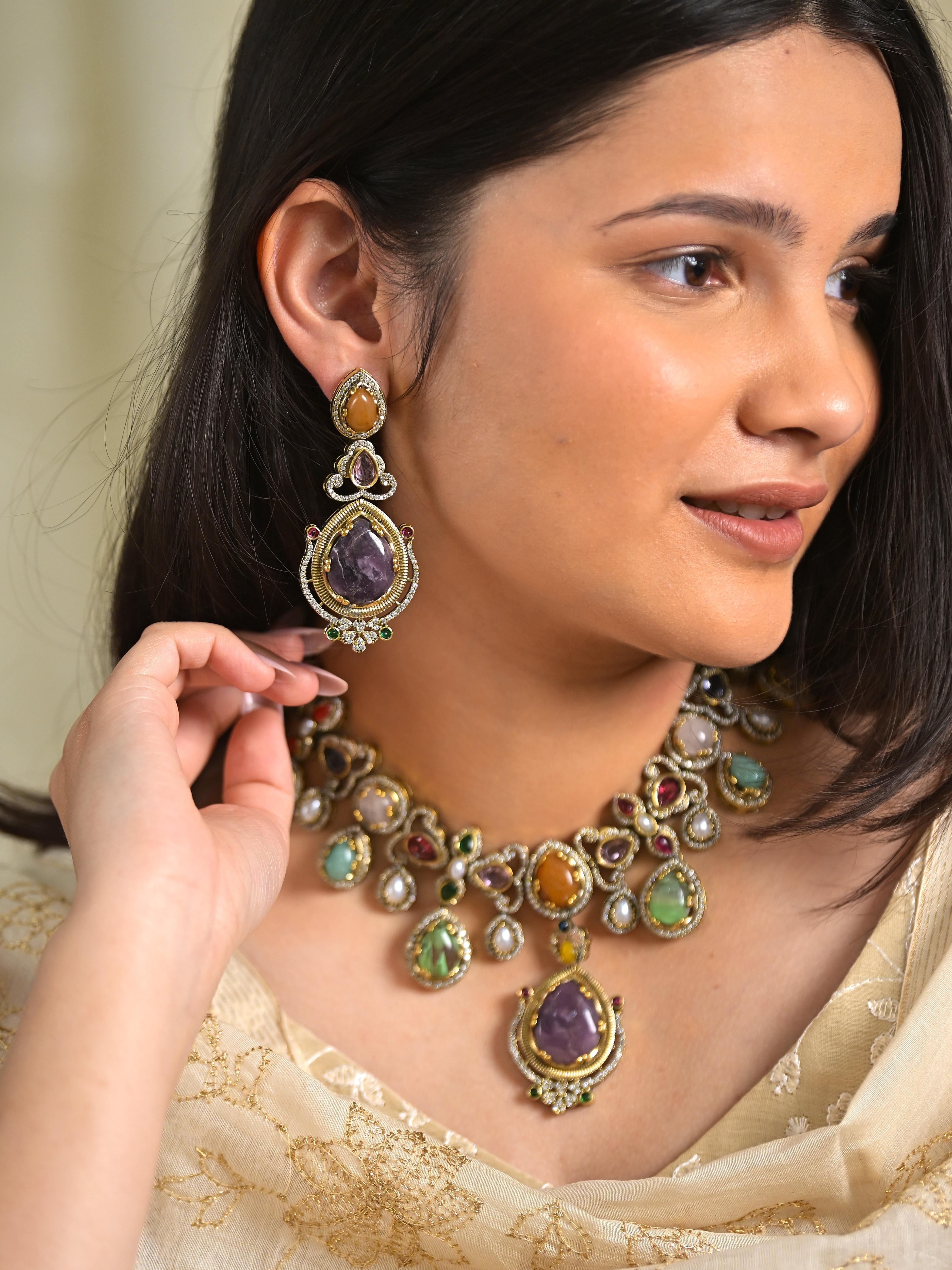 Aarzu Multi Stone Statement Necklace