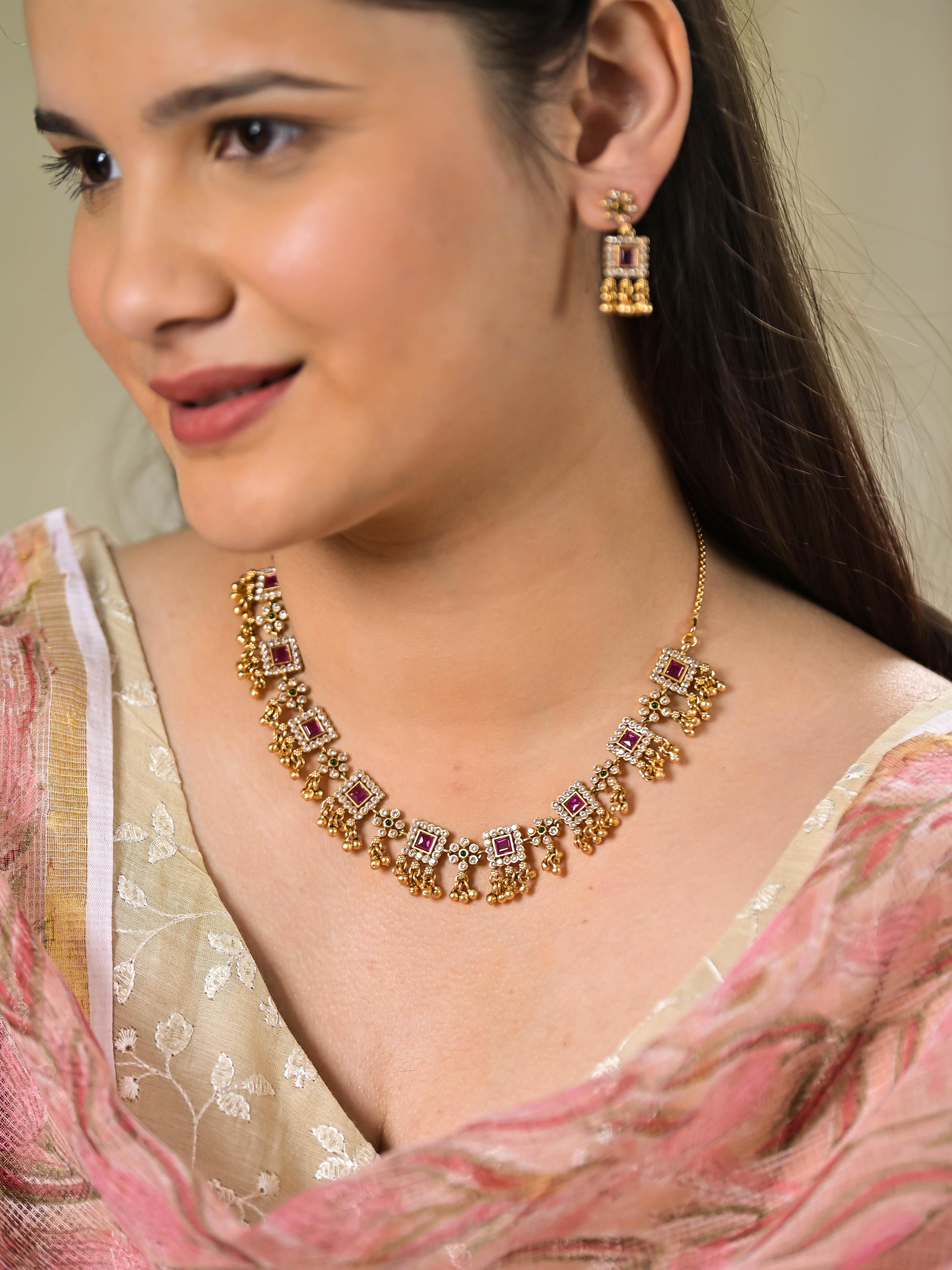 Dainty Sqaure Temple Necklace