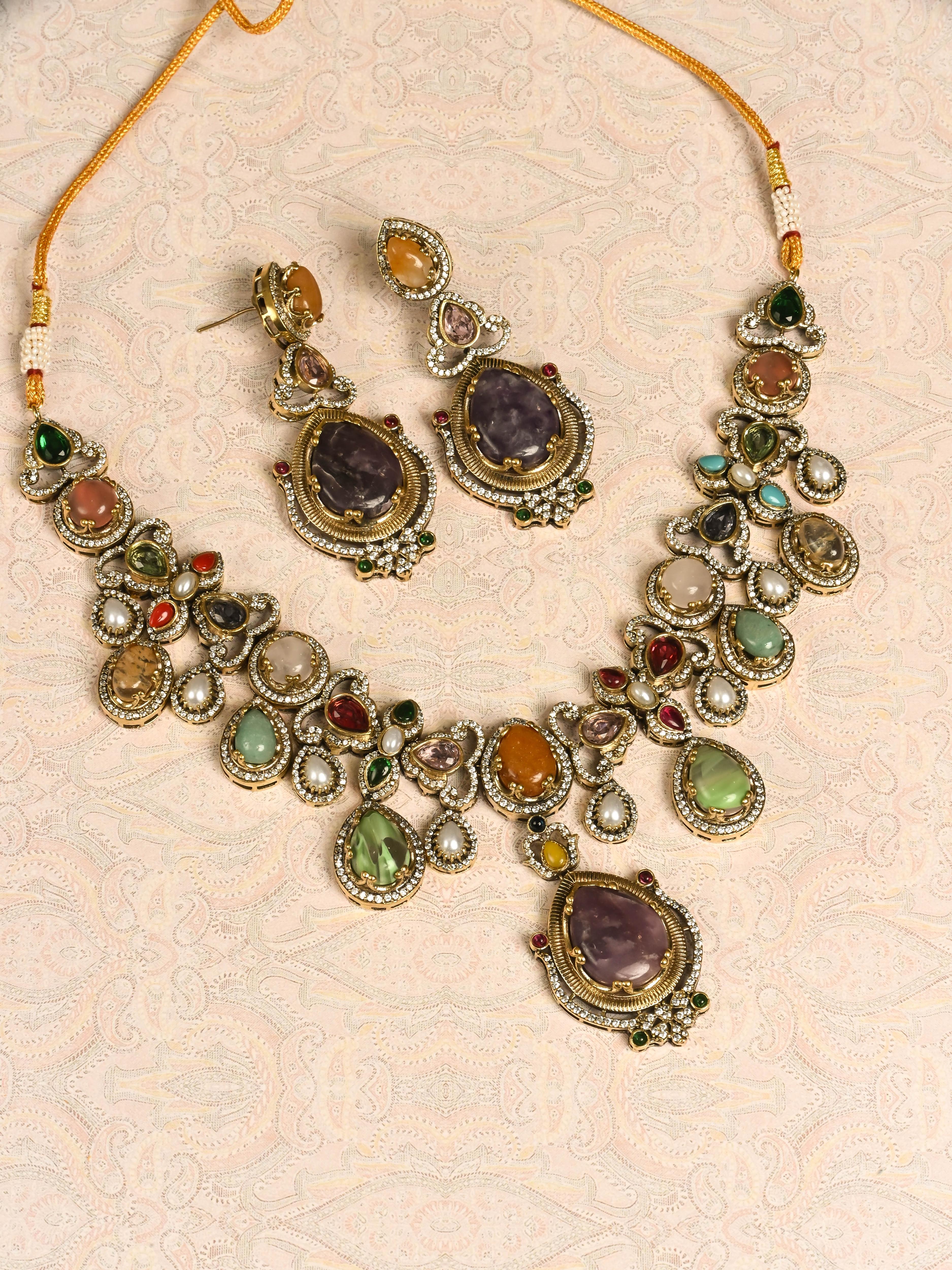 Aarzu Multi Stone Statement Necklace
