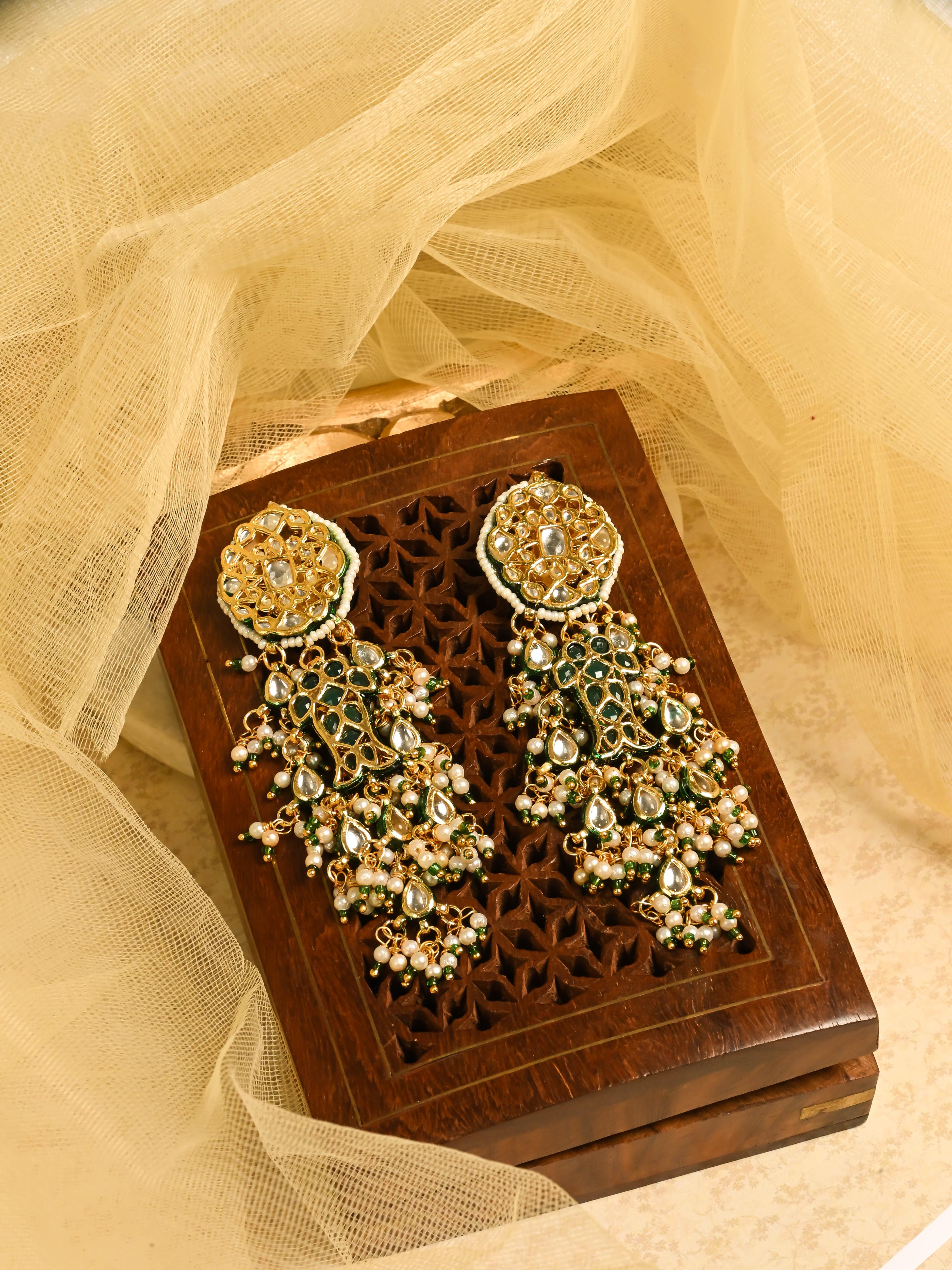 Mahi Kundnan Earrings, Long
