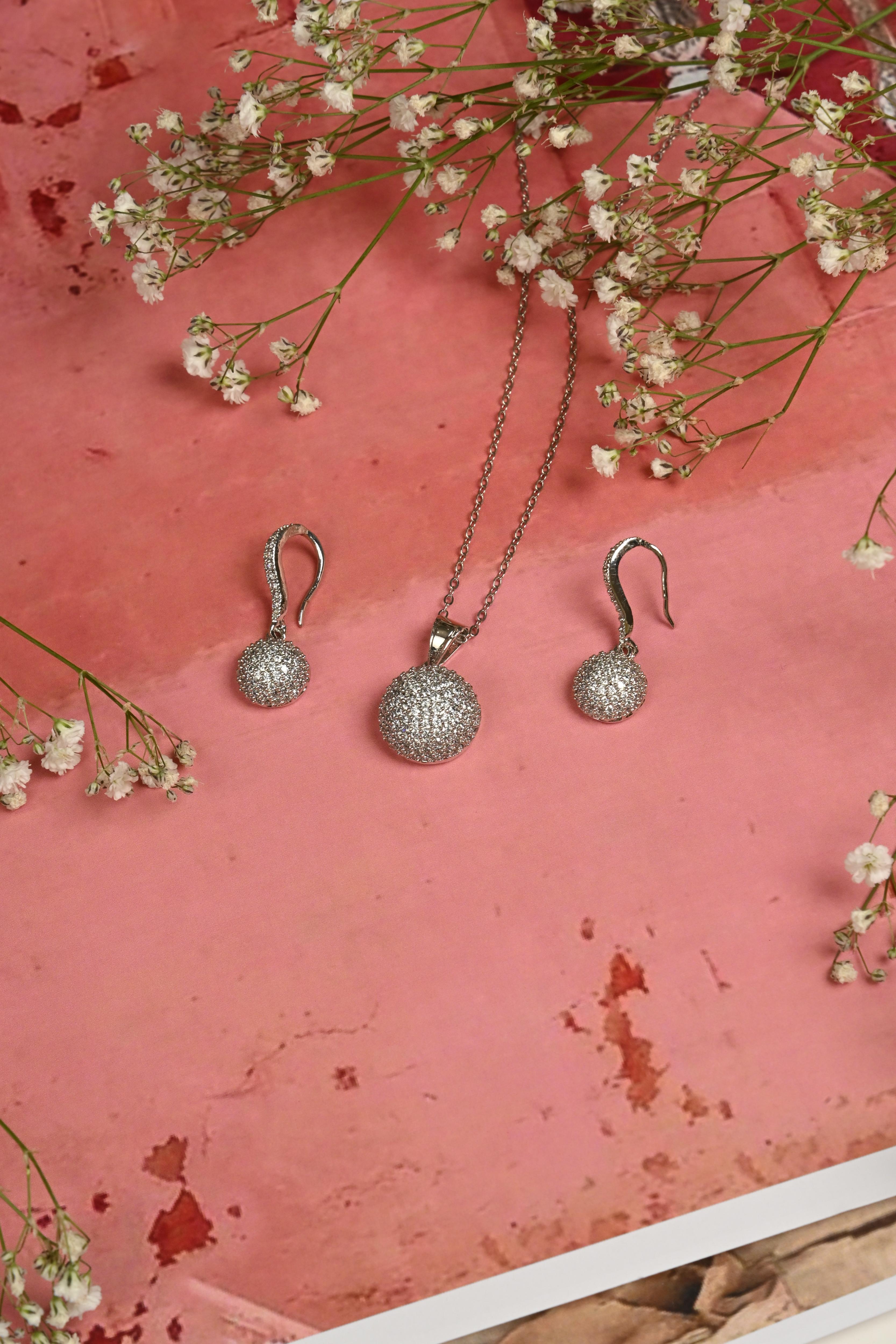 Rondel CZ Pendant Set