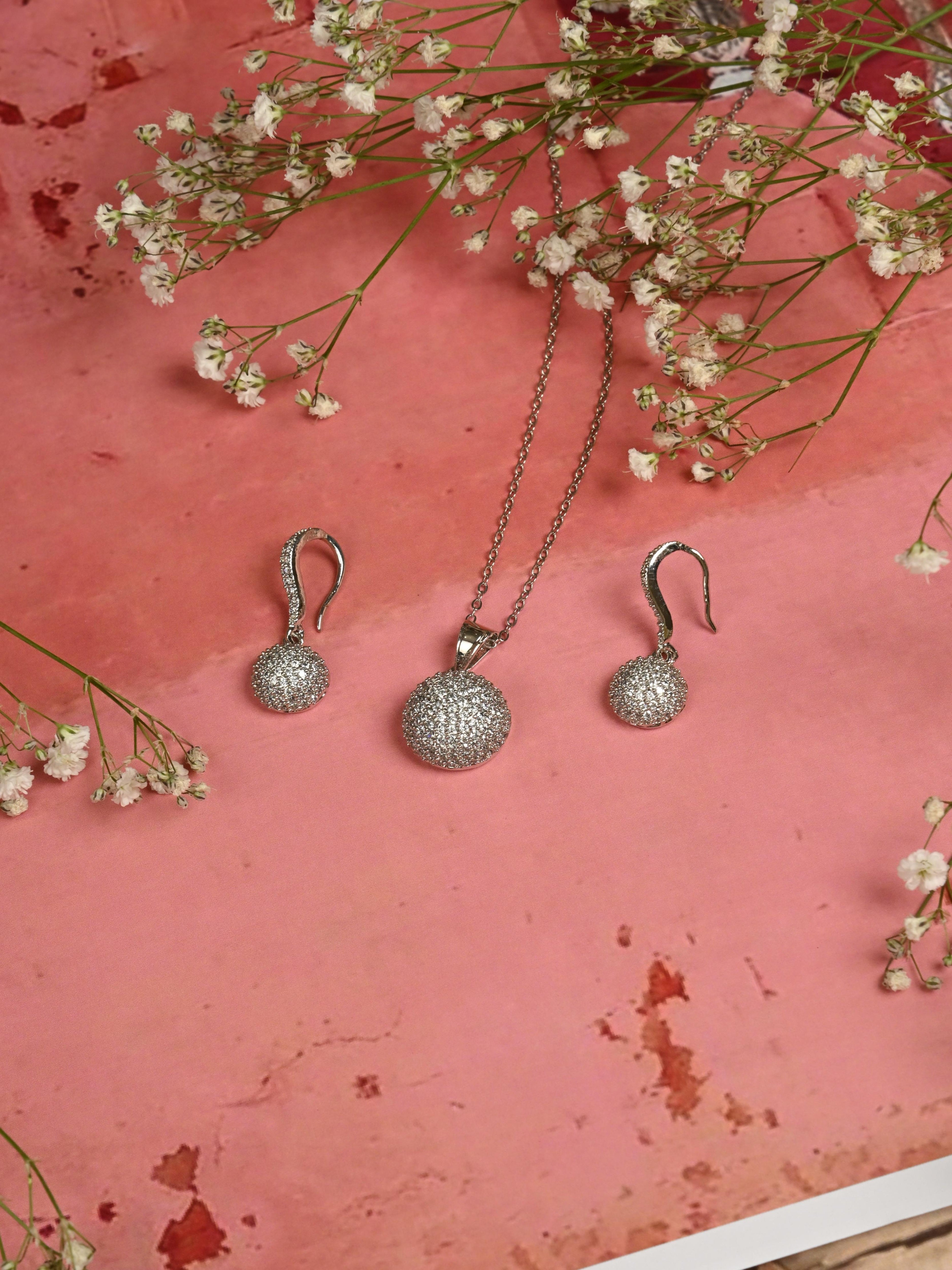 Rondel CZ Pendant Set