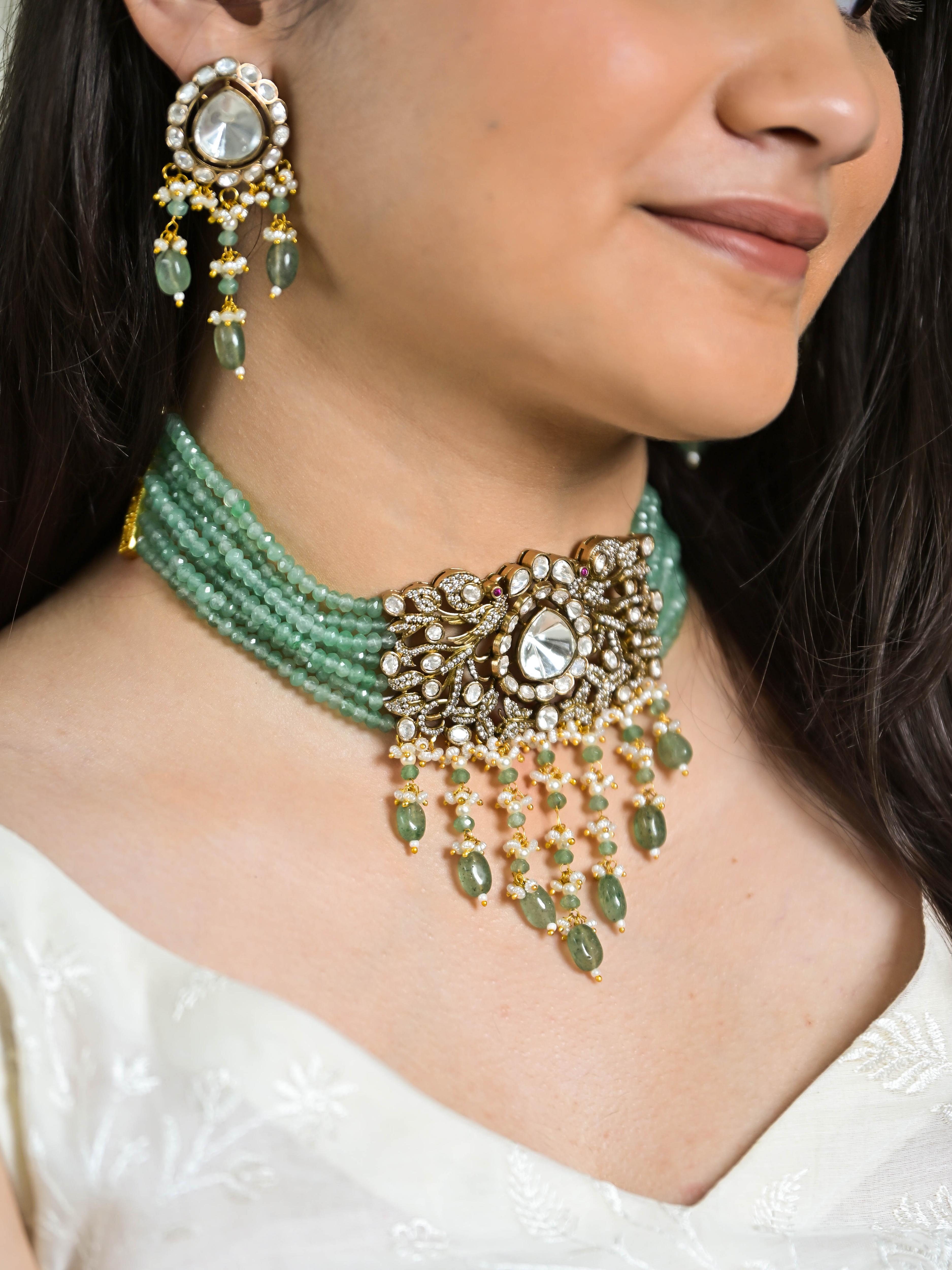 Amelia Moissanite Mint Choker