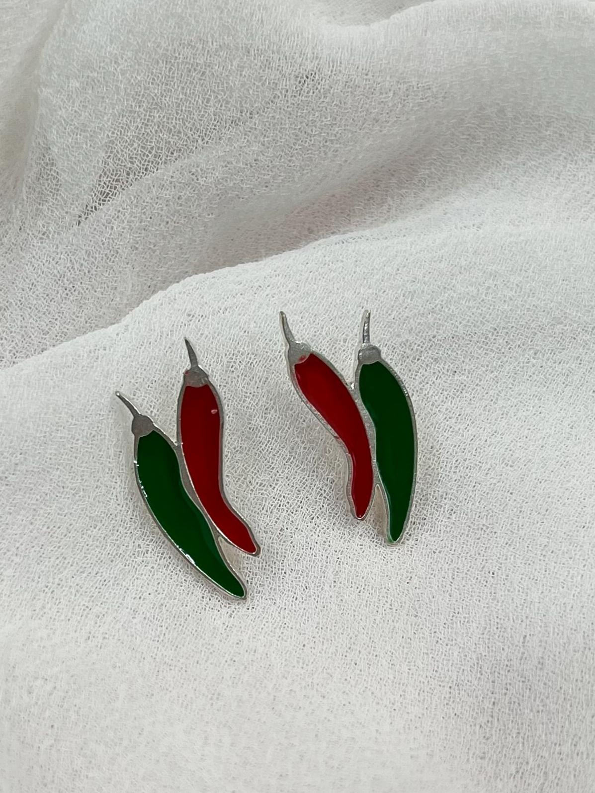 Red-Green Chilli Spice Earrings