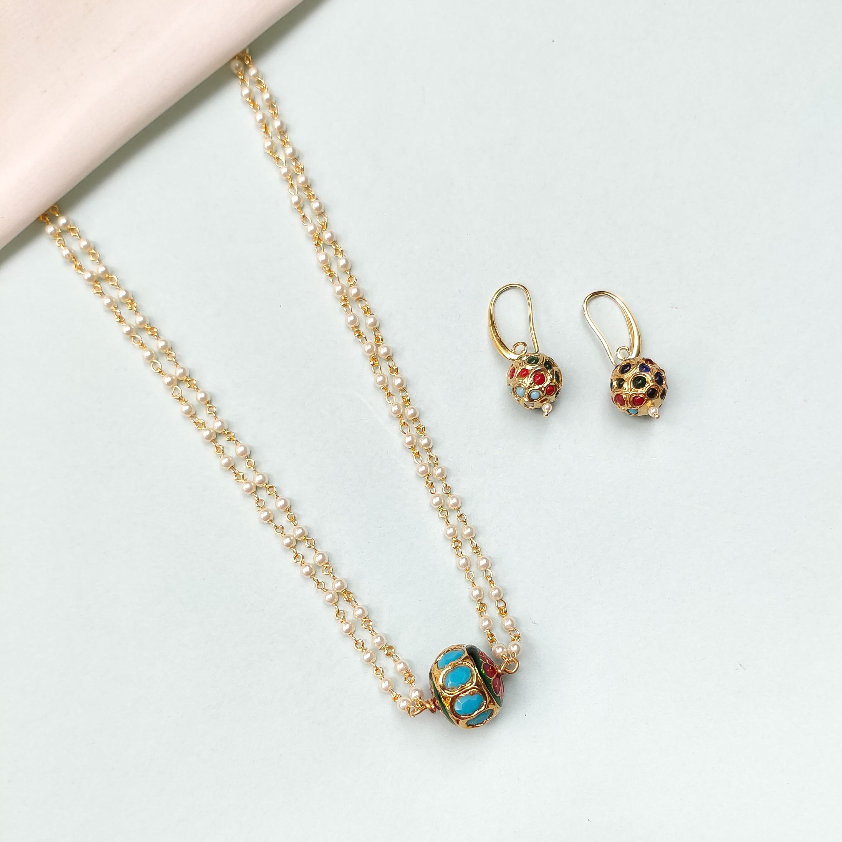 Yashvi Beaded Jadau Pearl Necklace Set