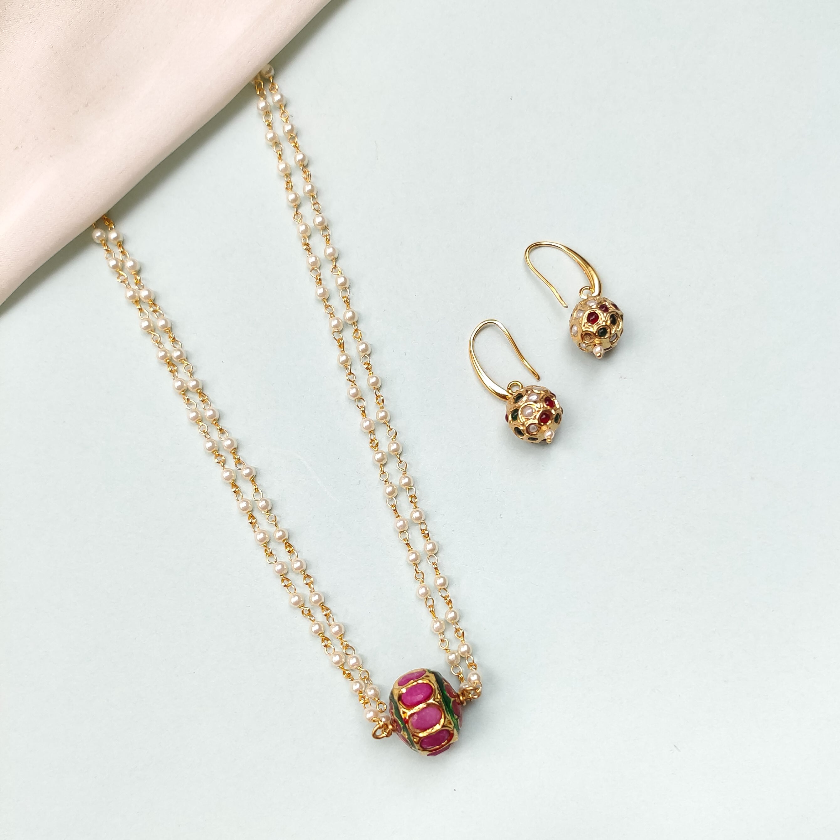 Yashvi Beaded Jadau Pearl Necklace Set