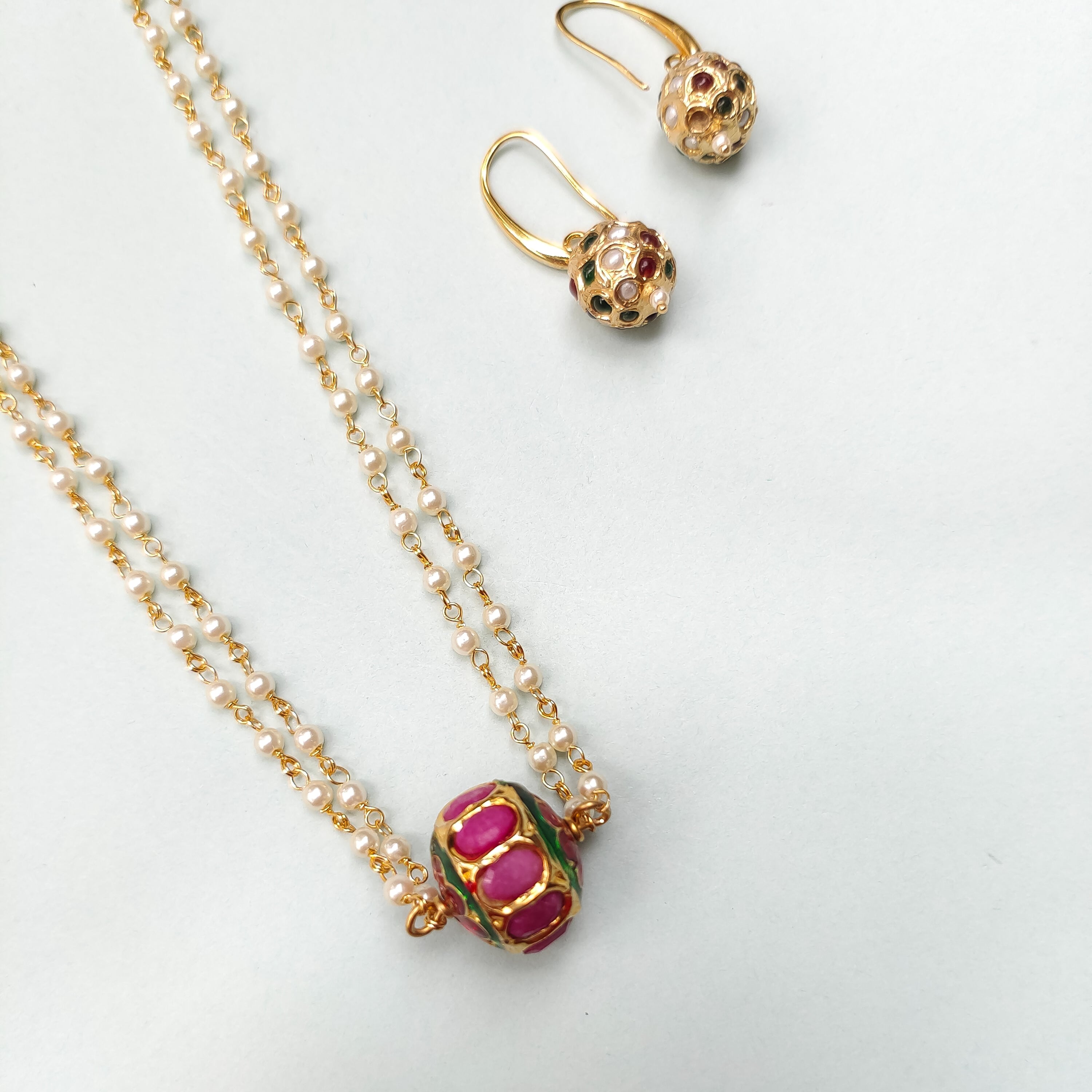 Yashvi Beaded Jadau Pearl Necklace Set