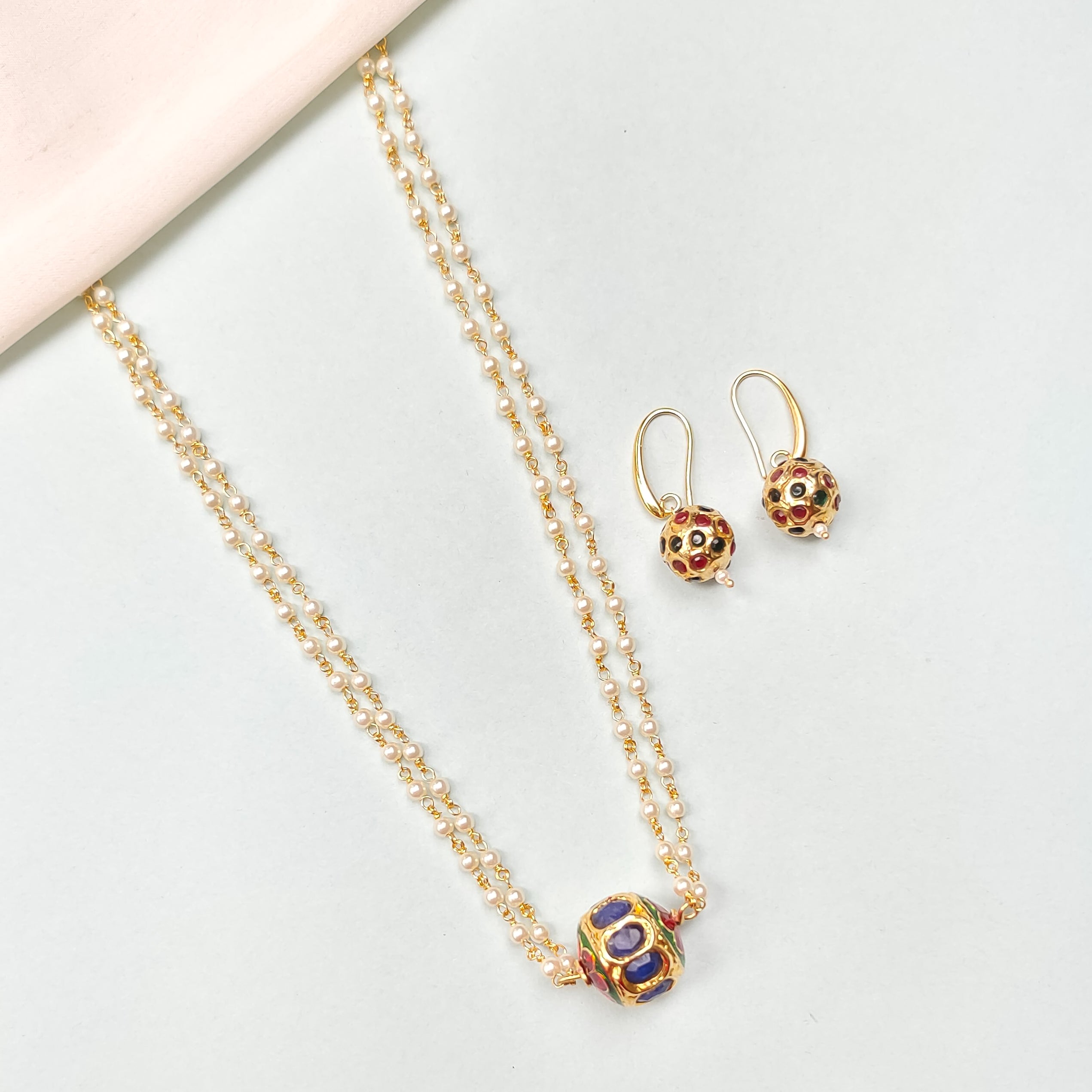 Yashvi Beaded Jadau Pearl Necklace Set