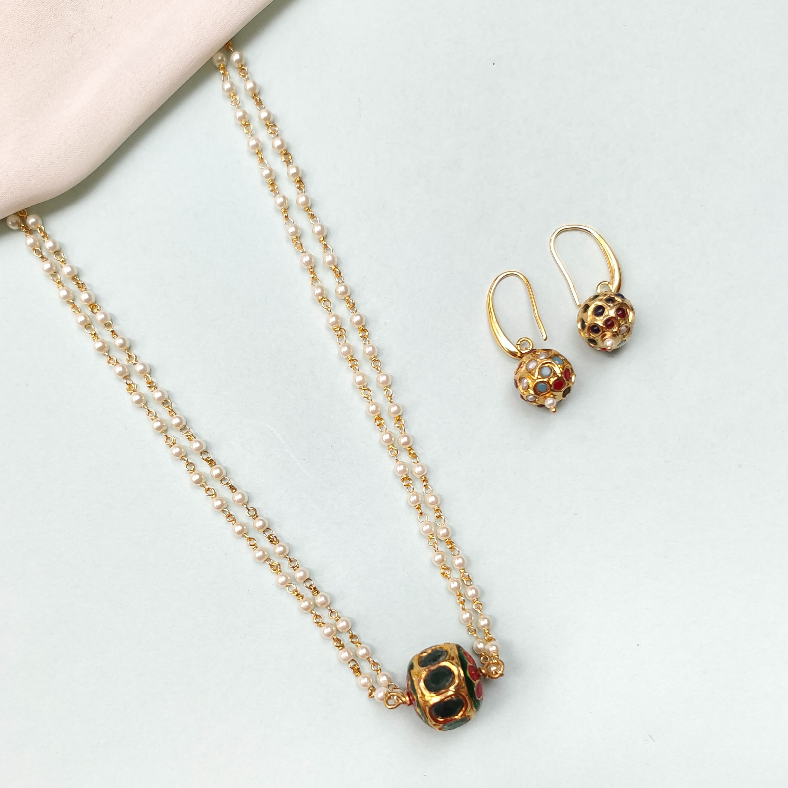 Yashvi Beaded Jadau Pearl Necklace Set