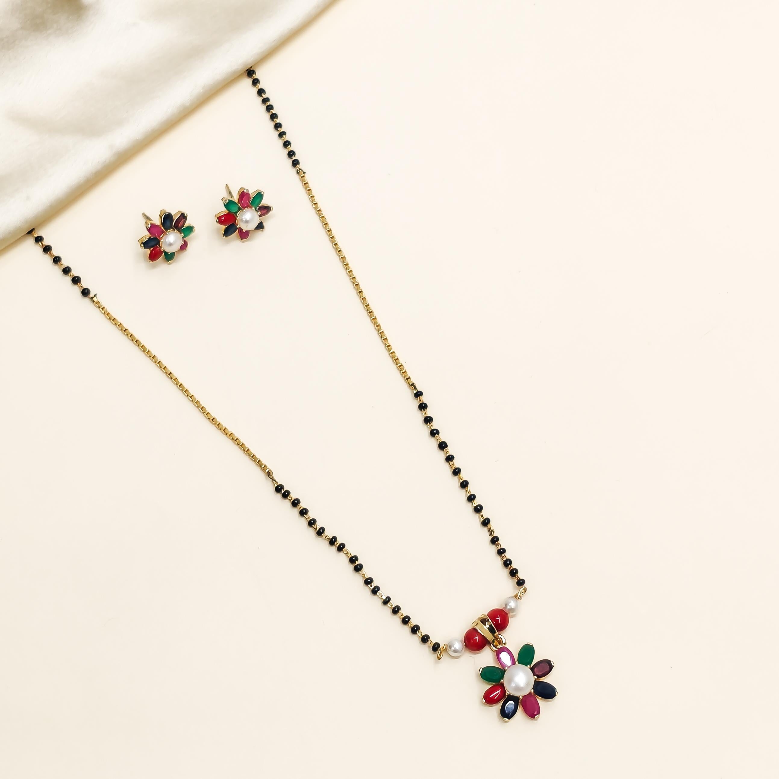 Dainty Flower Navratna Mangalsutra