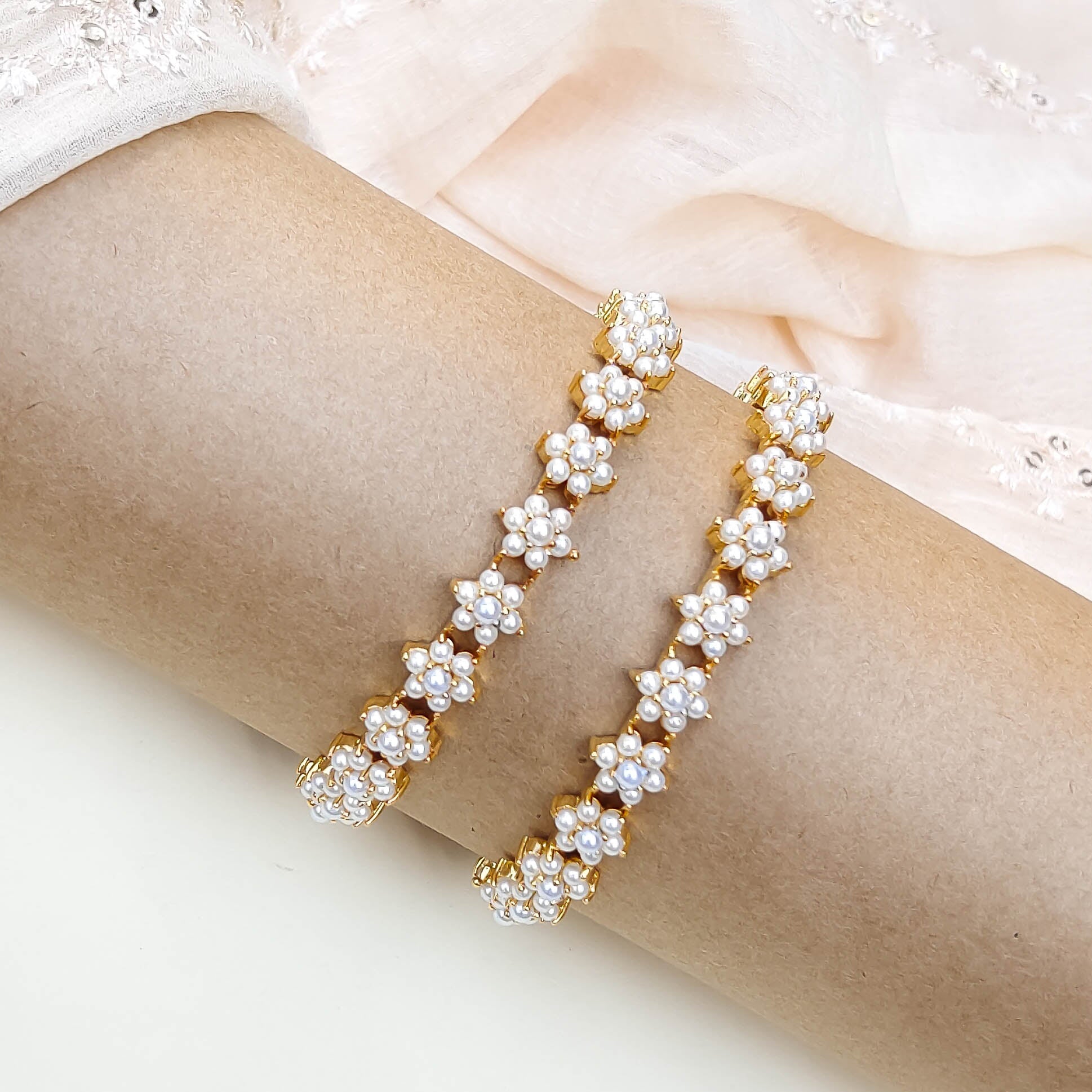 Flower Pearl Bangles