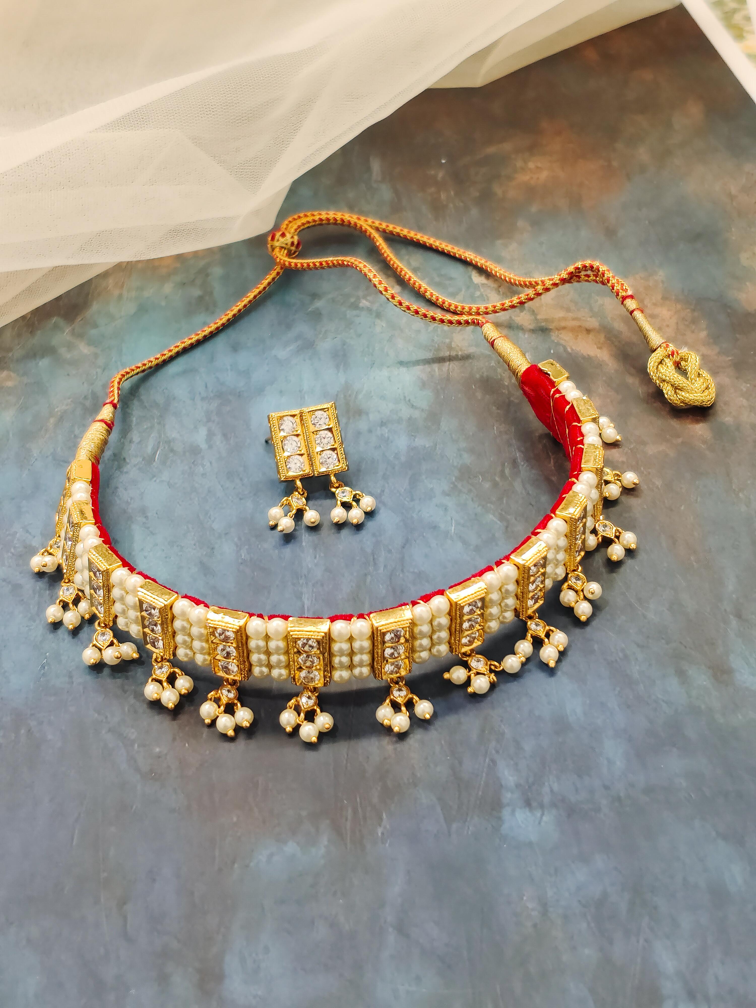 Maharashtrian Pearl Chinchpeti Necklace-(13Peti)