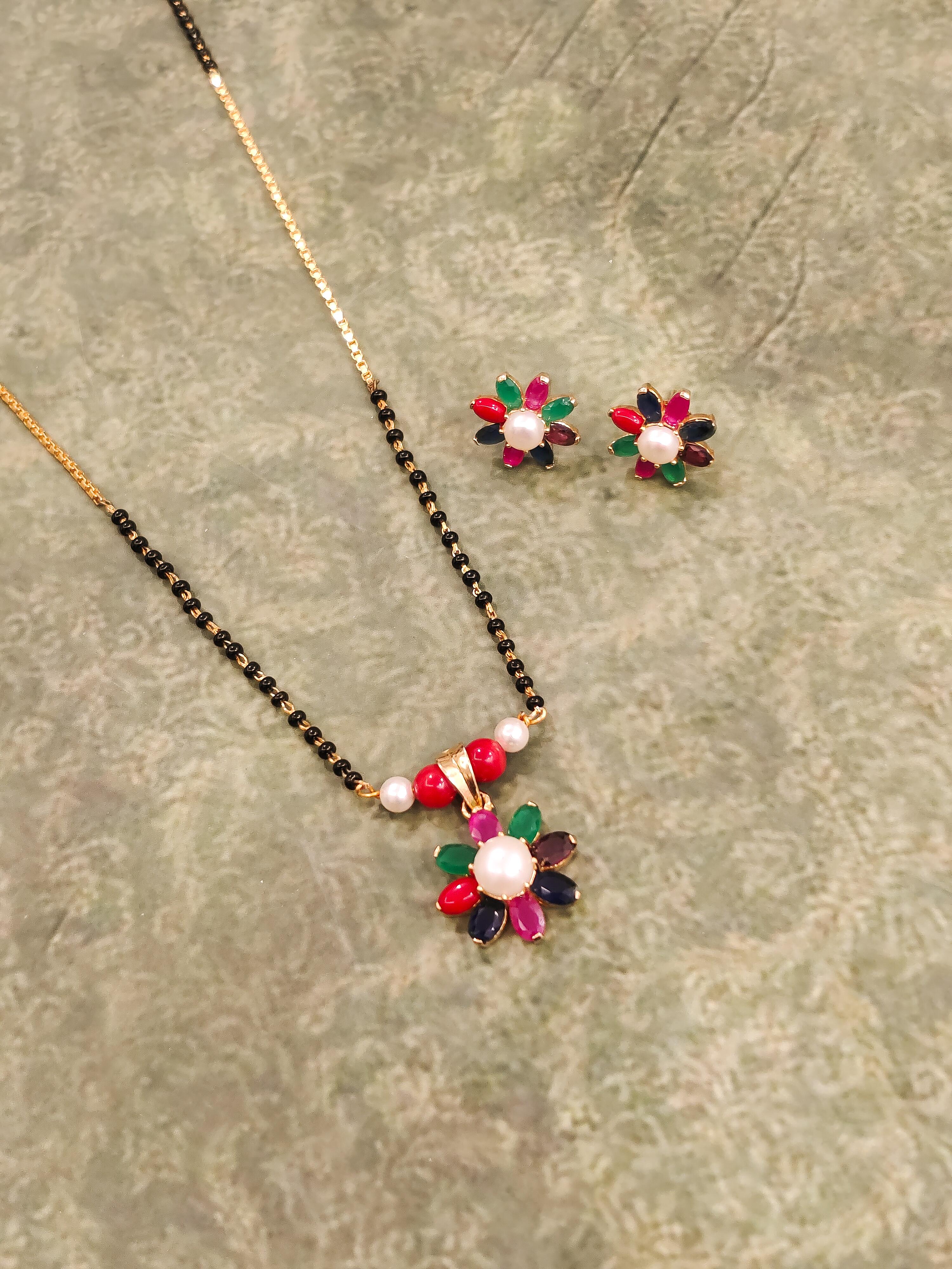 Dainty Flower Navratna Mangalsutra